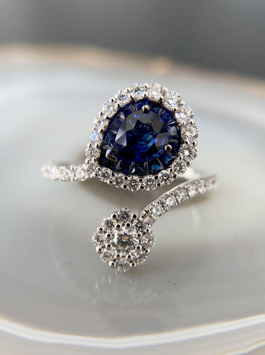 Sapphire and Diamond Toi Et Moi Ring