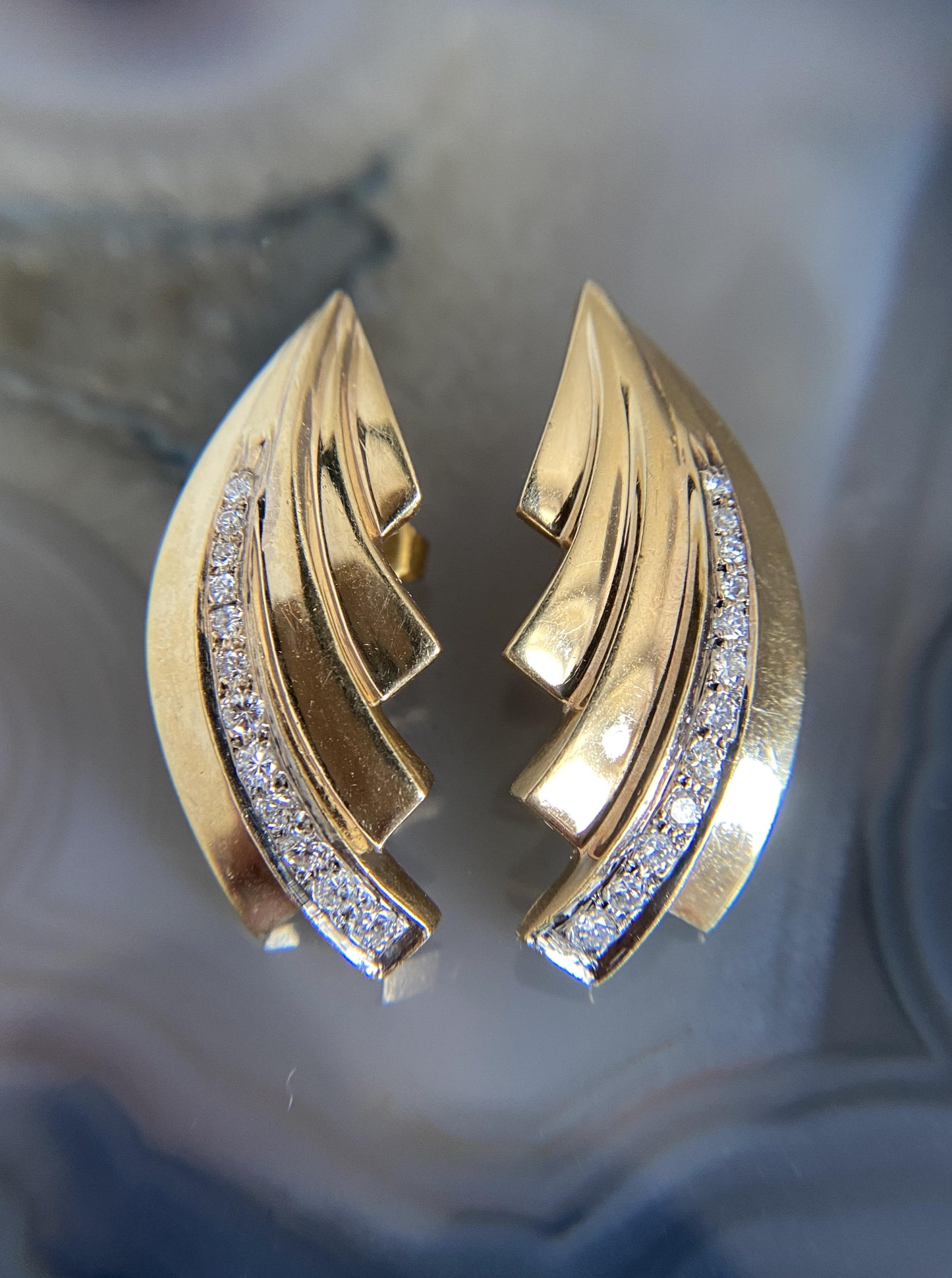 Estate Diamond Wing Statement Earrings