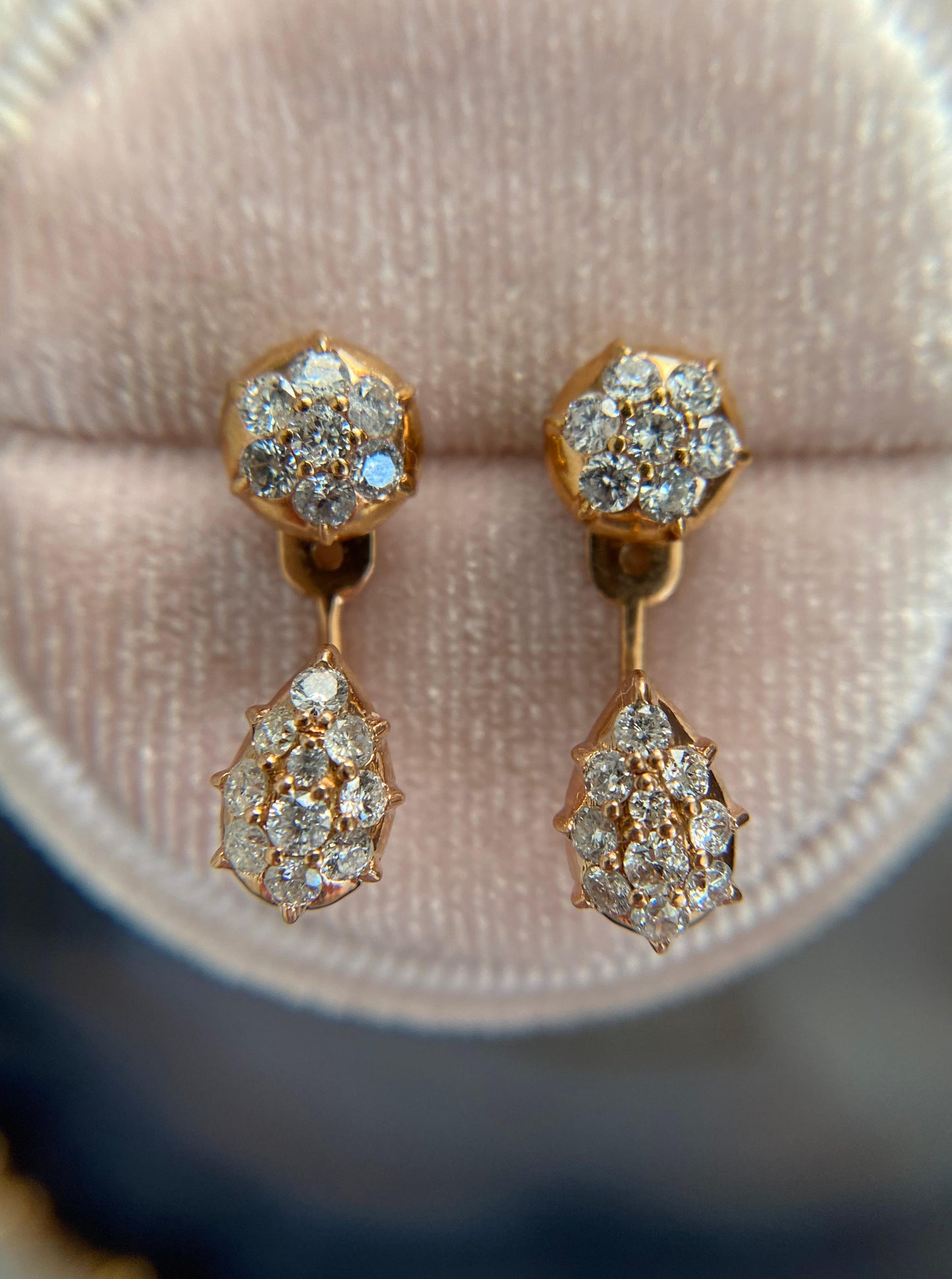 Rose Gold Diamond Jacket Earrings