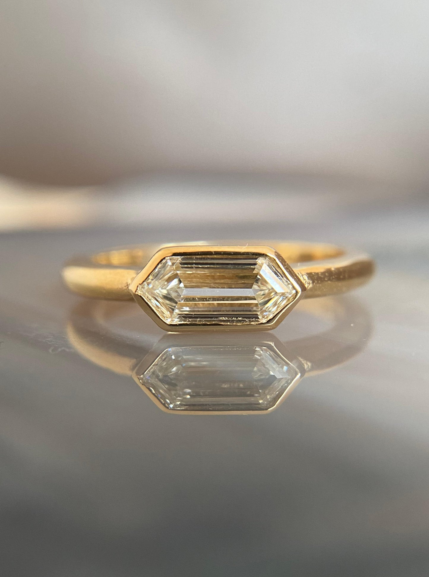 East West Hexagonal Diamond Ring