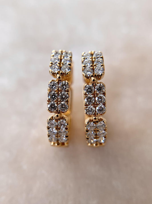 Three Rectangle Cluster Diamond hoops