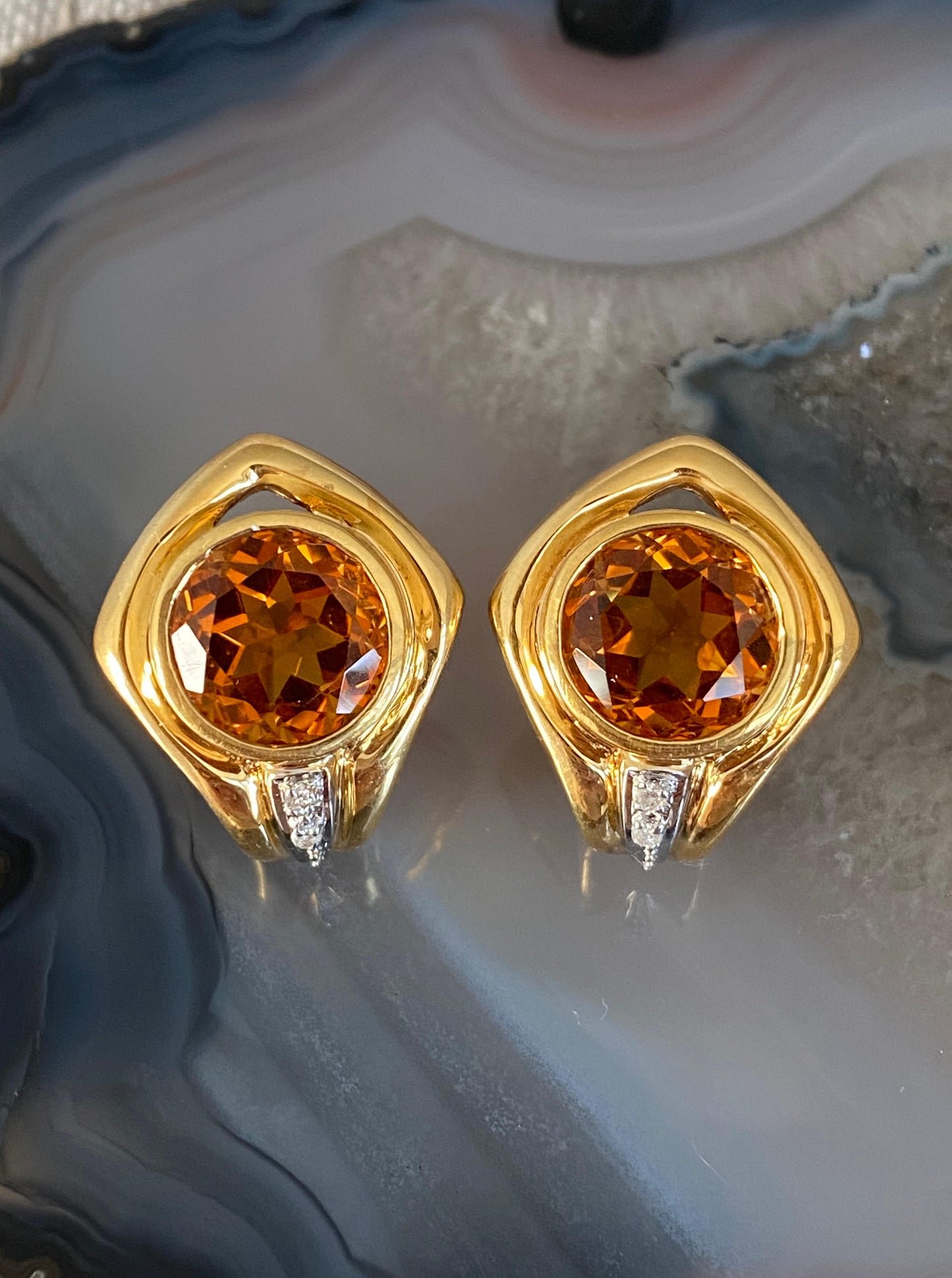 Vintage Statement Citrine Earrings