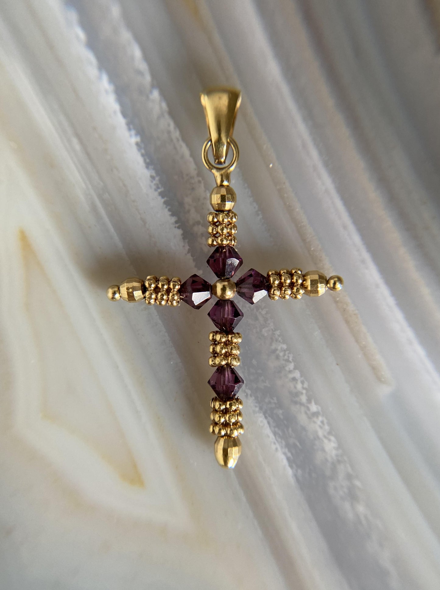 14K beaded Cross Pendant