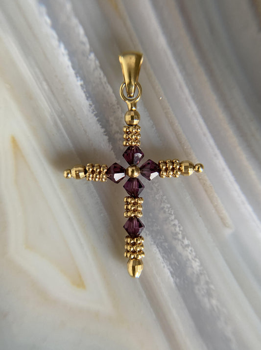 14K beaded Cross Pendant