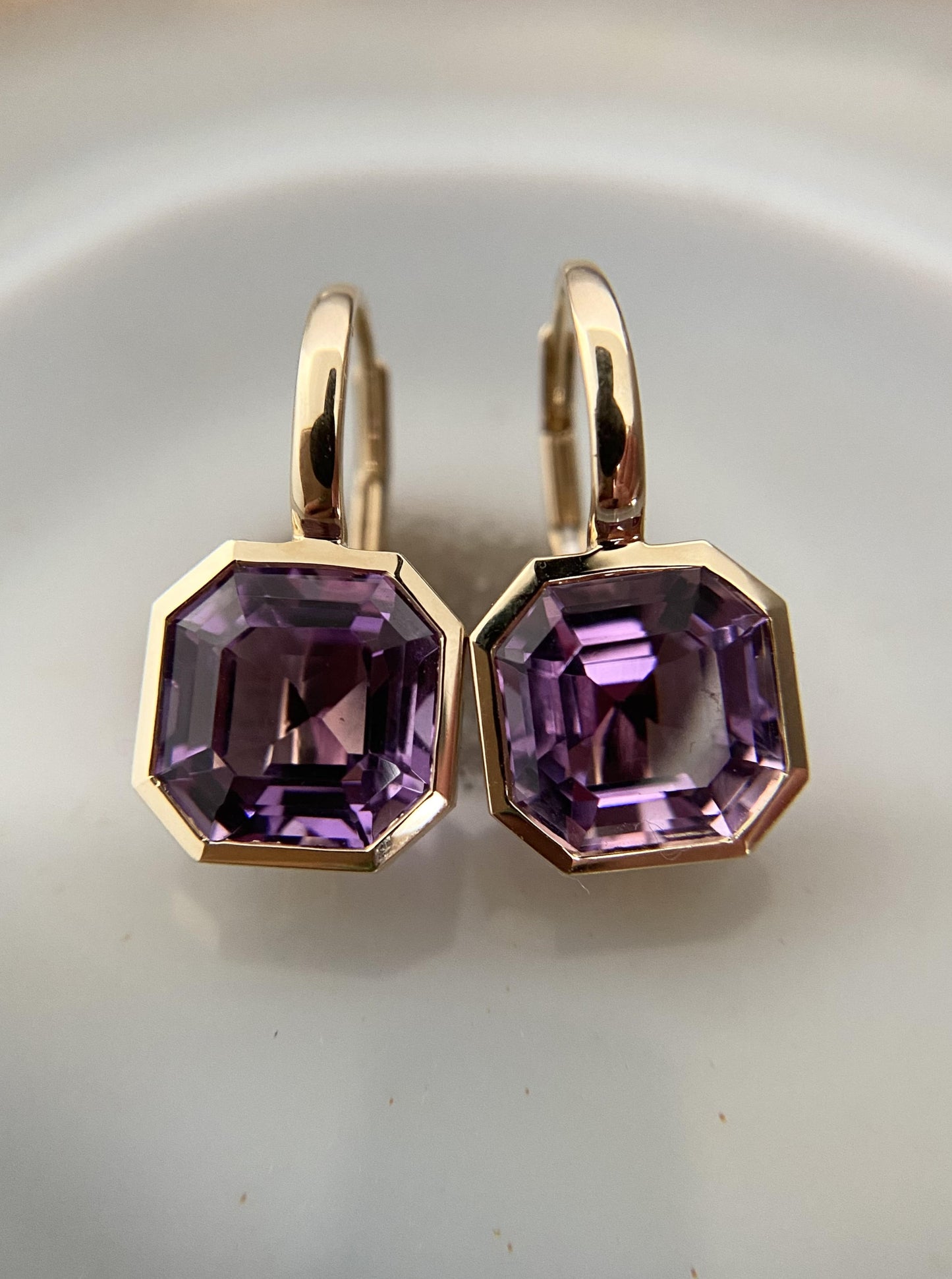 Bezel Amethyst Earrings