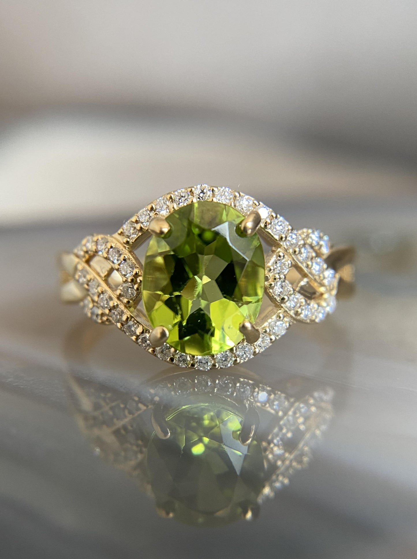 Peridot & Diamond Ring