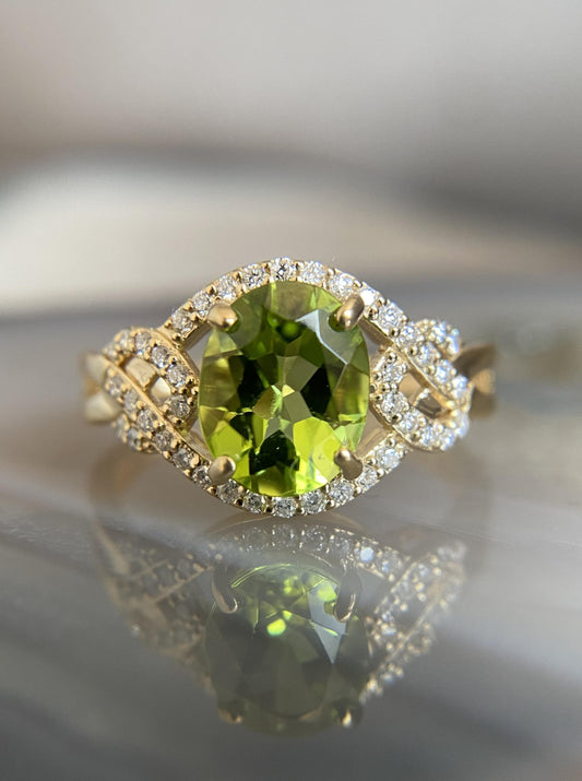 Peridot & Diamond Ring