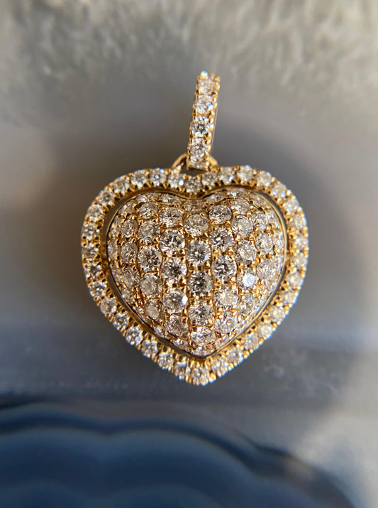 Puffy Heart Pendant Diamond Halo