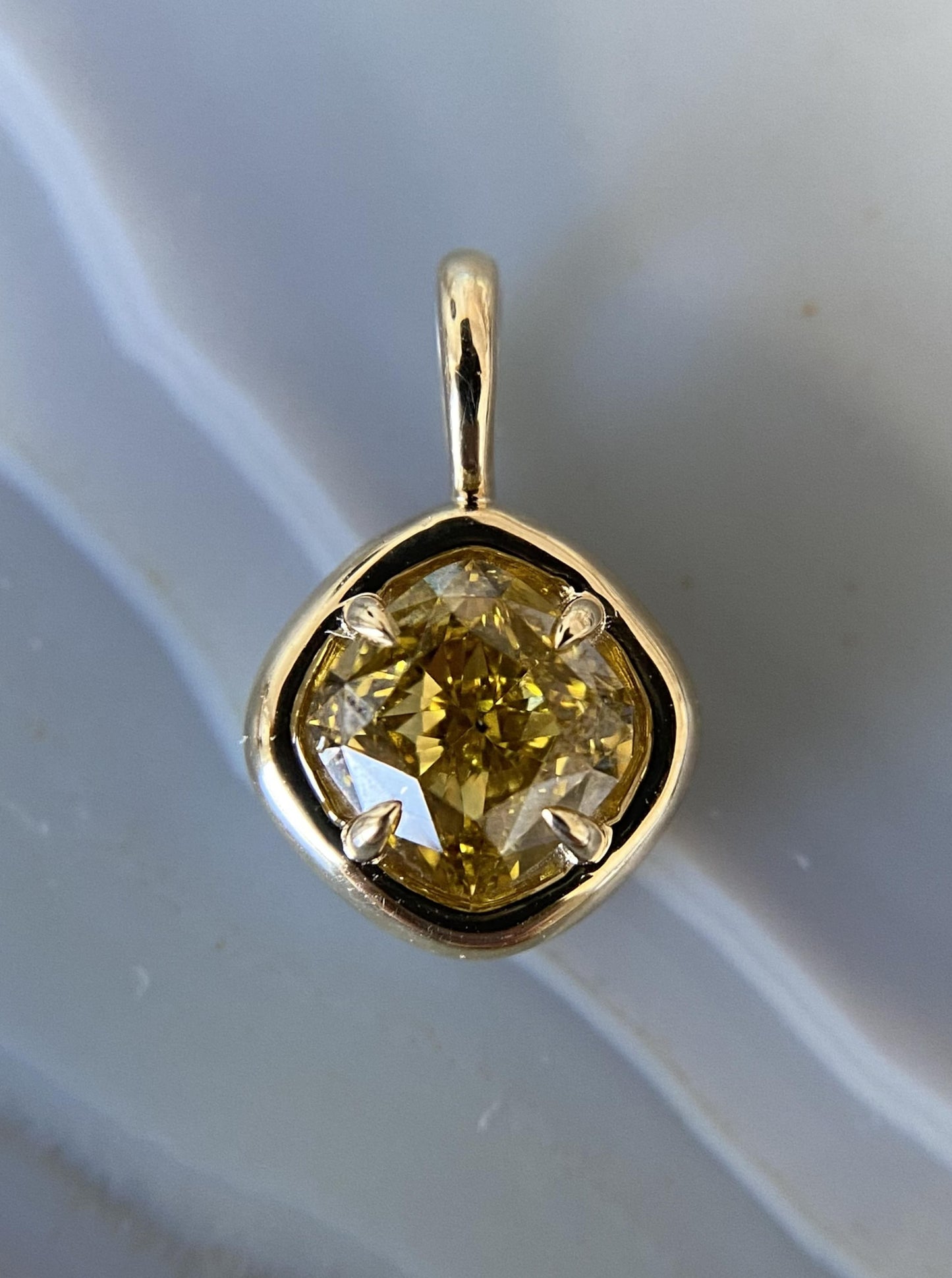 Yellow Cushion Diamond Charm