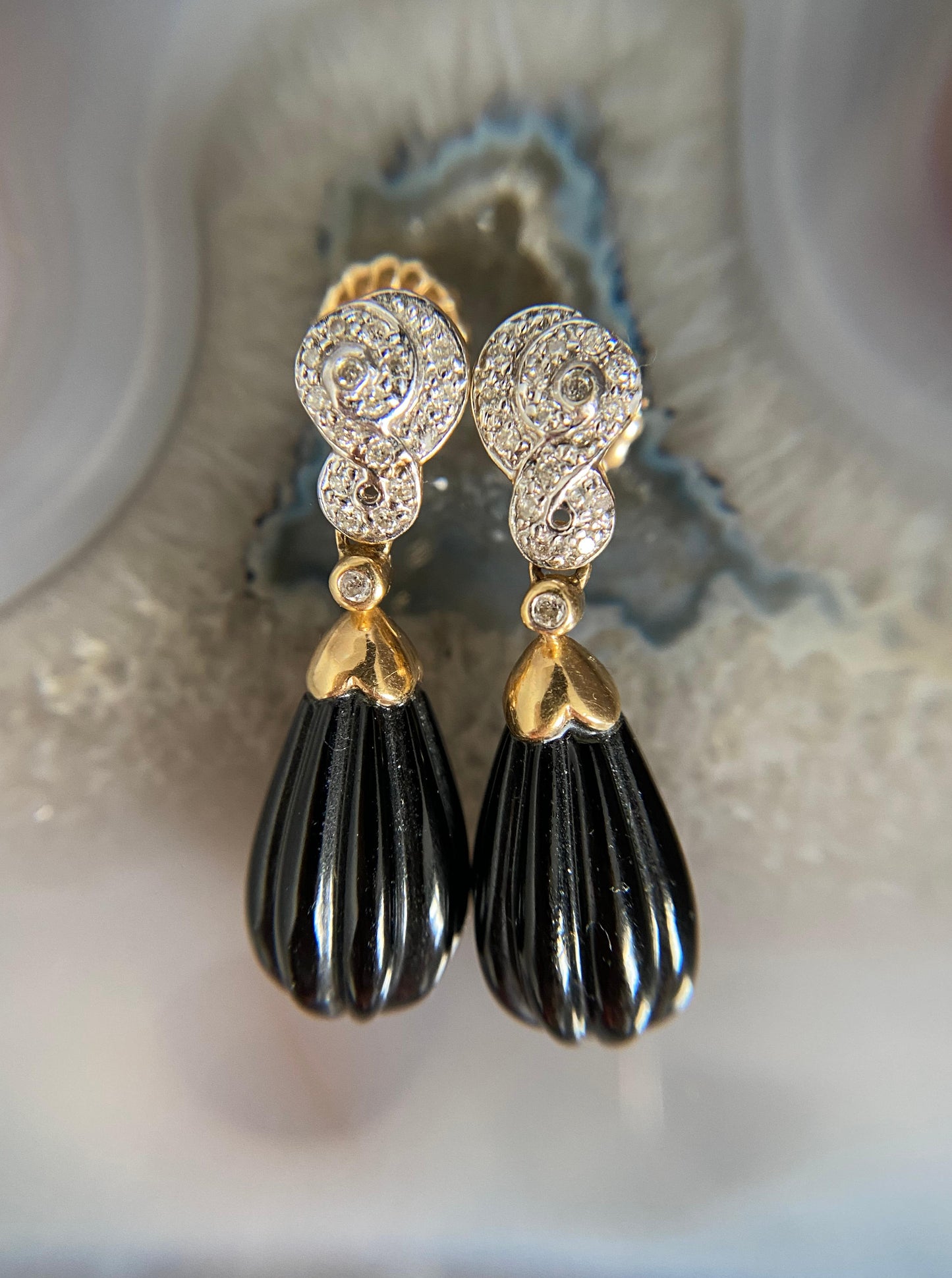 Vintage Onyx Dangle Earrings