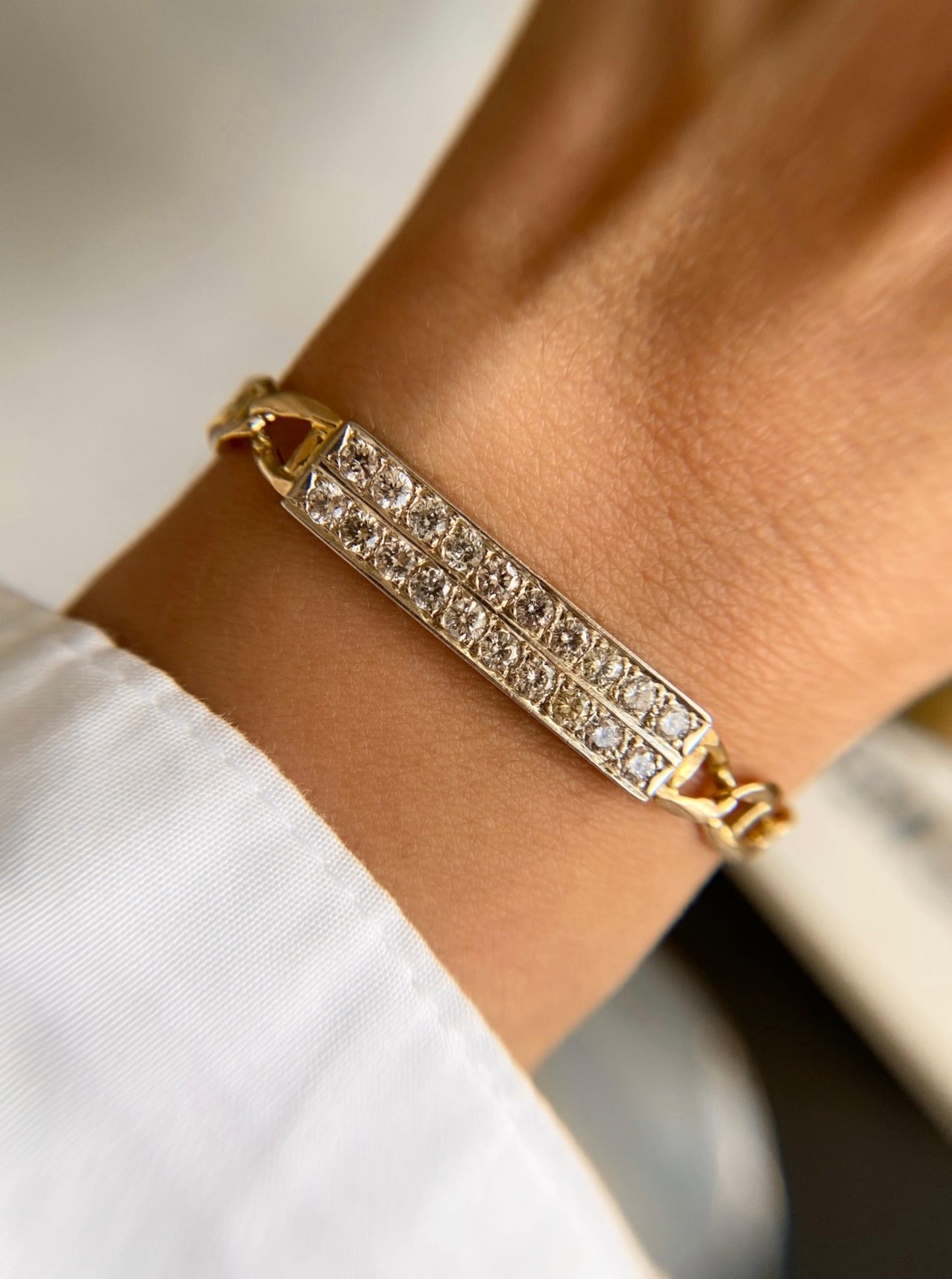 Vintage Diamond Bar Mariner Bracelet