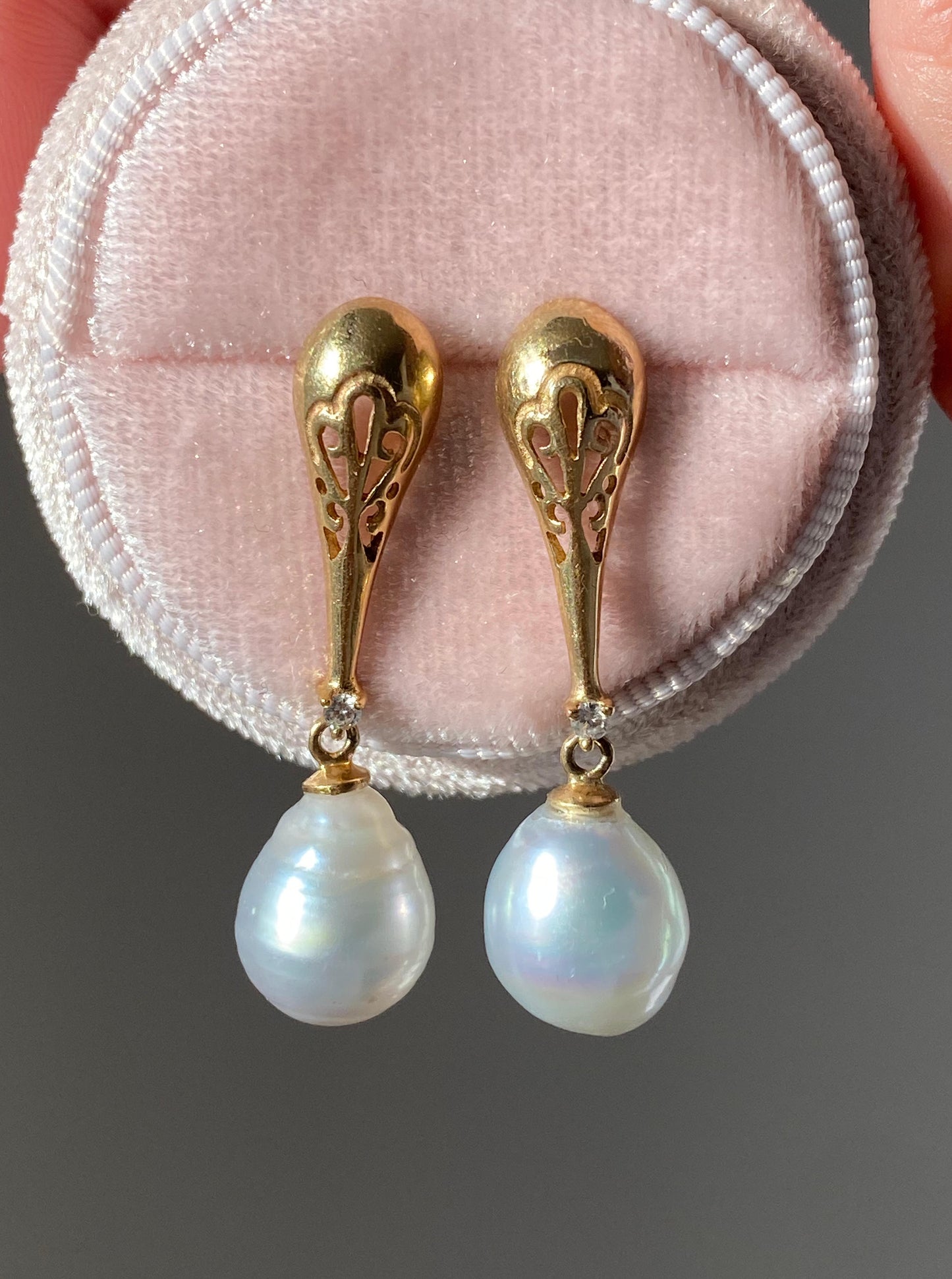 Vintage South Sea Pearl Dangle Earrings