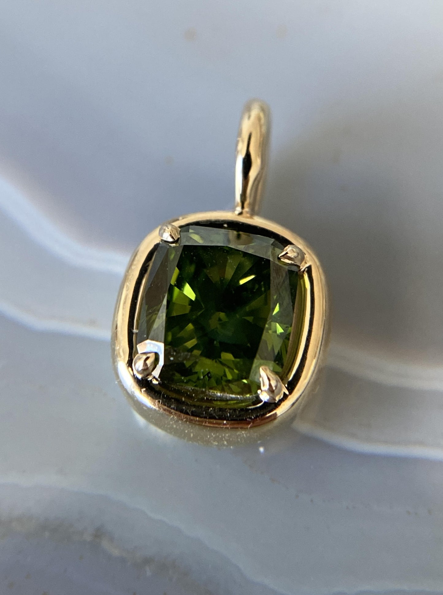 Green Diamond Charm (Cushion Shape)