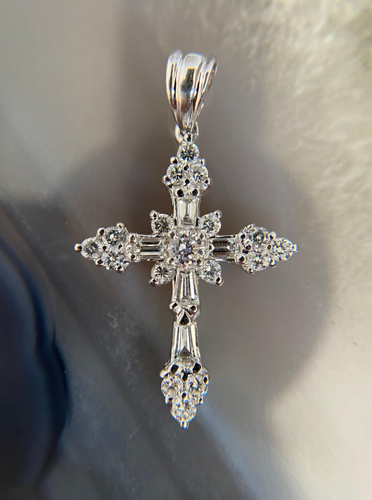 White Gold Diamond Cross Pendant