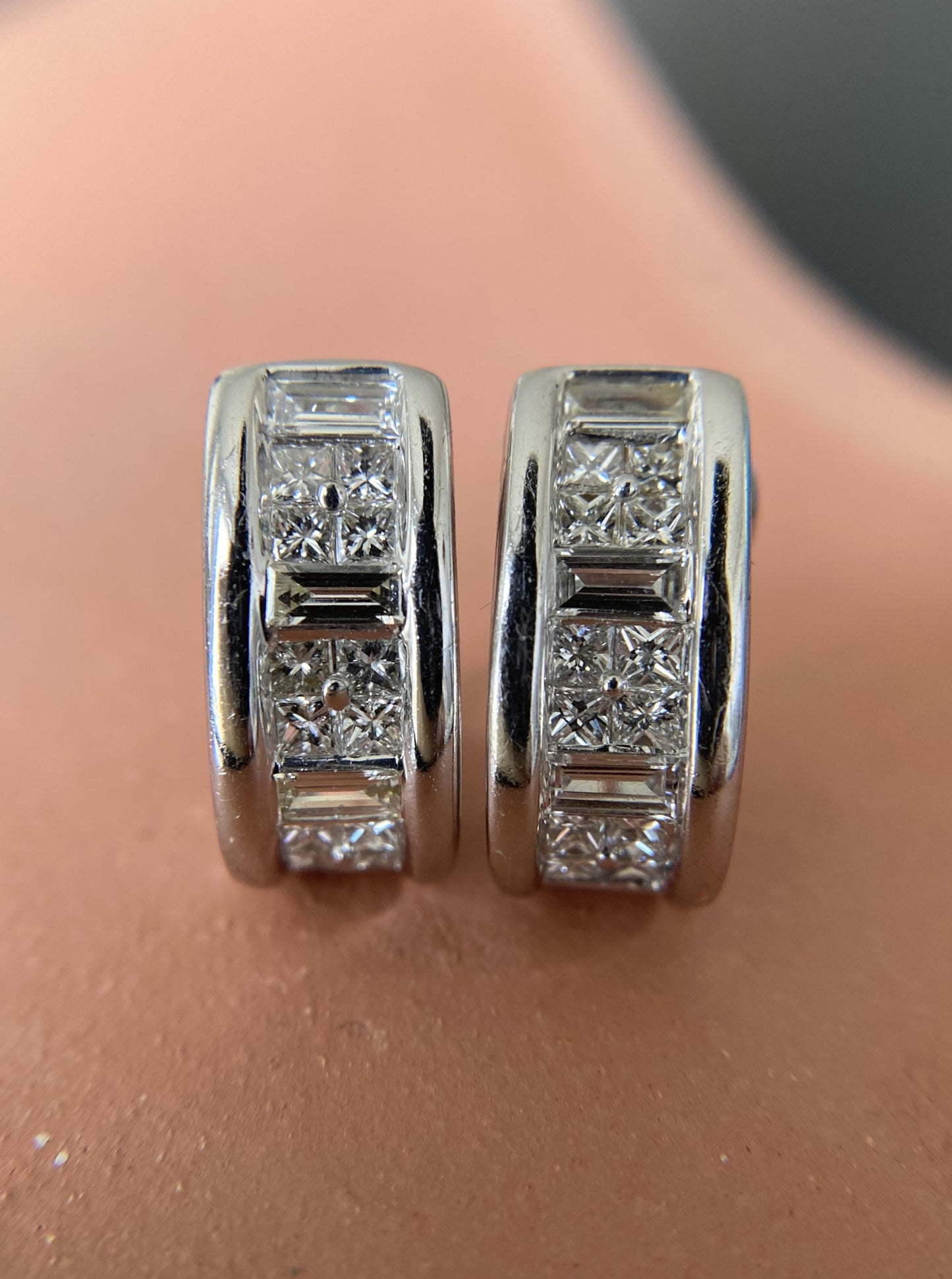 White Gold "U" Clip diamond Studs