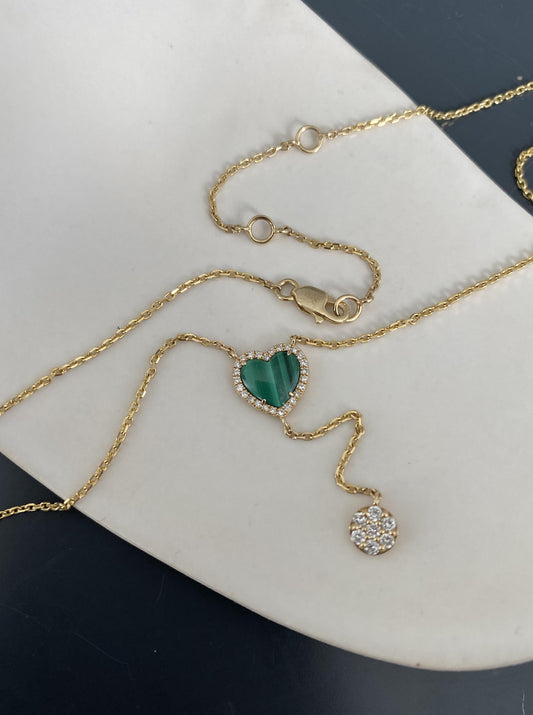 Malachite Heart Lariat Necklace