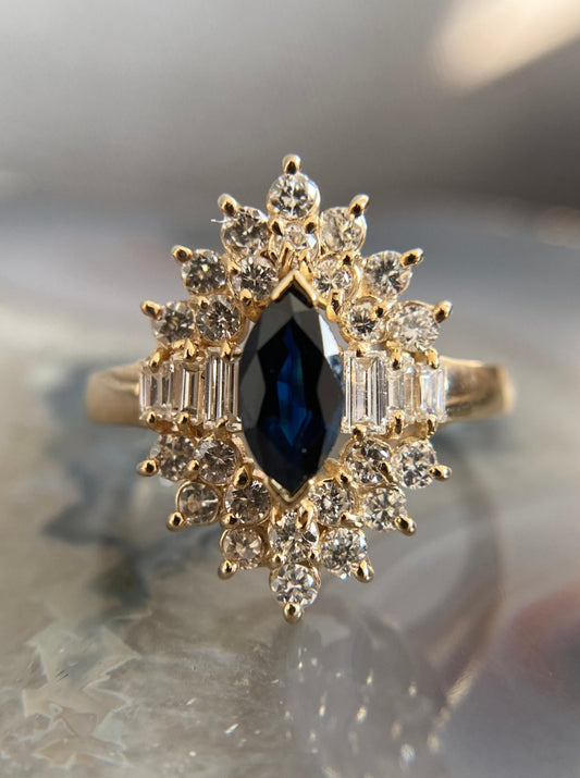 Marquise Sapphire Diamond Ring