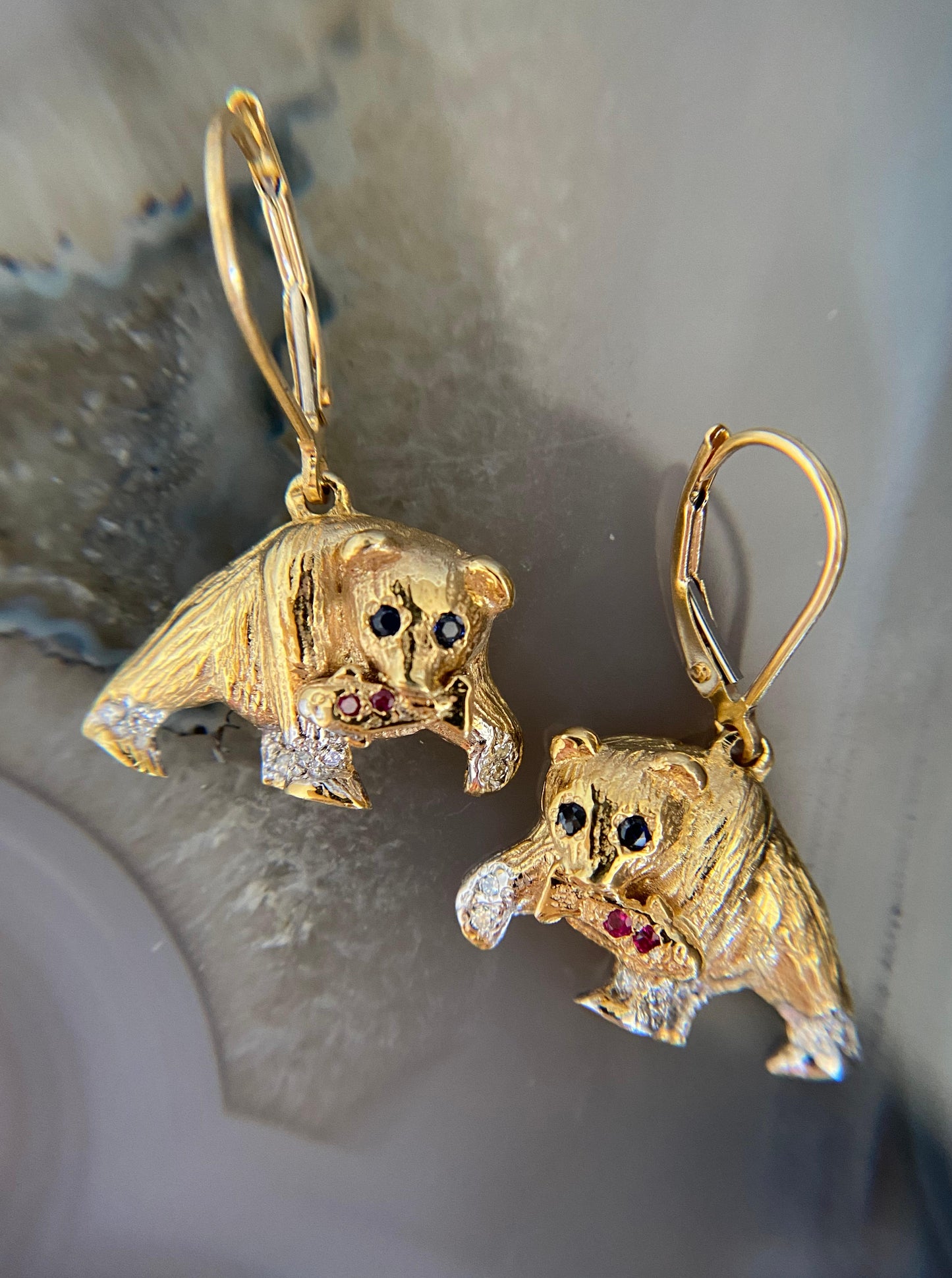 Bear & Fish Dangle Earrings