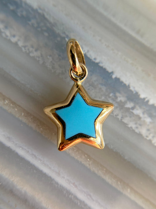 Turquoise Puffy Star Charm