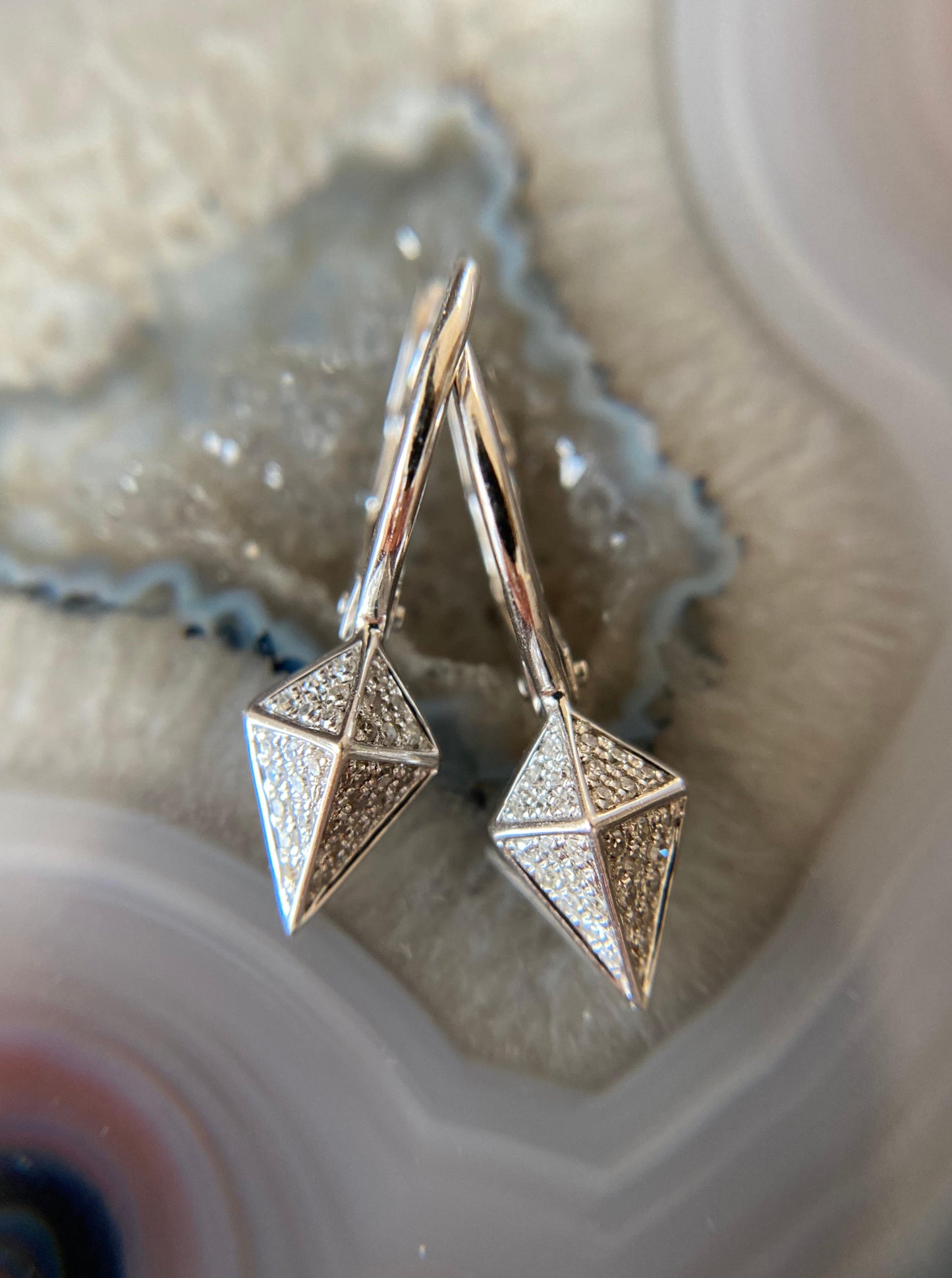 White Gold Drop Diamond Shape Earrings