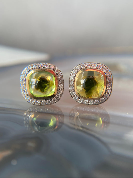 Peridot Cabochon Earrings