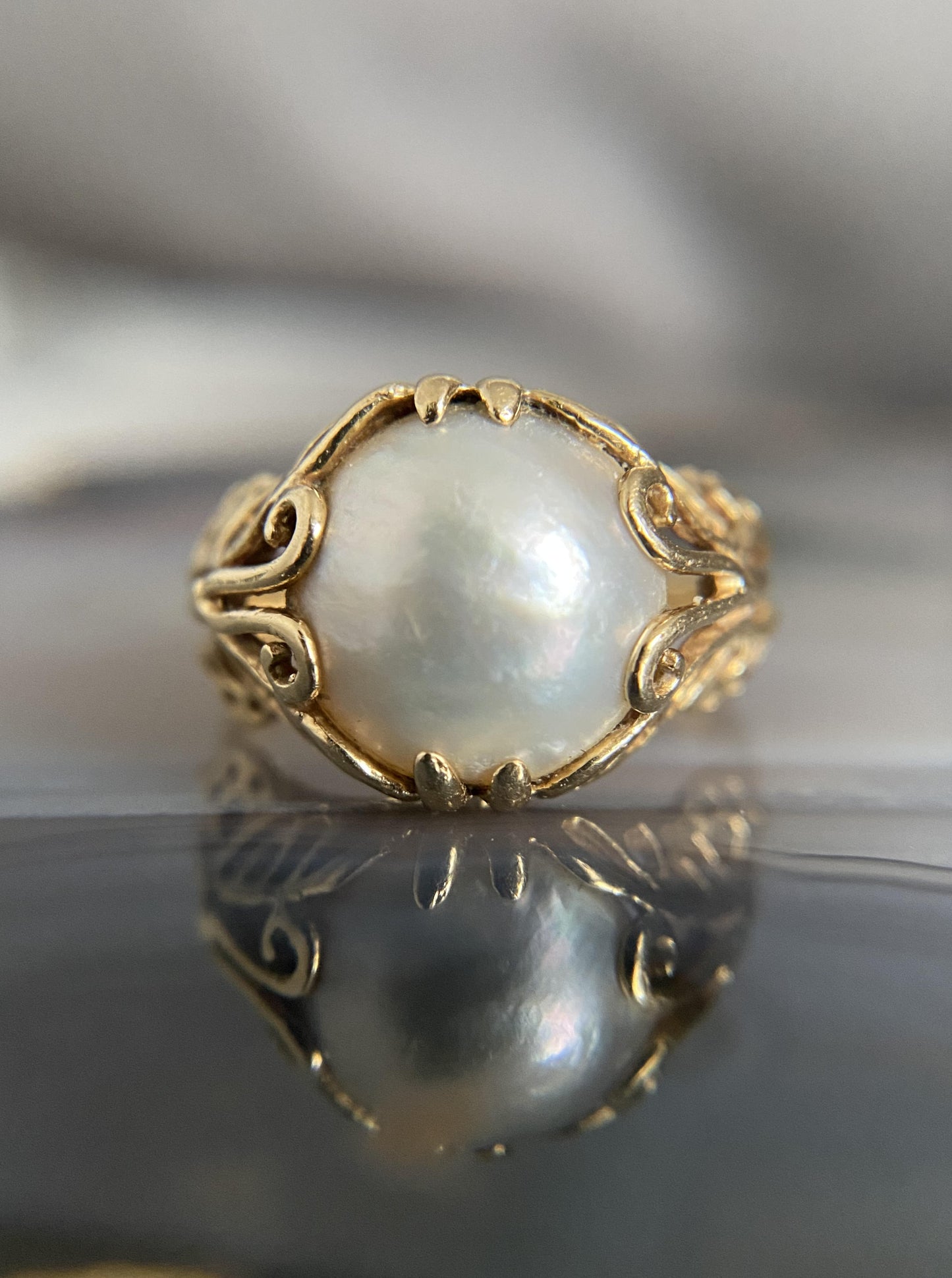Vintage Pearl Butterfly Ring for Nastasia