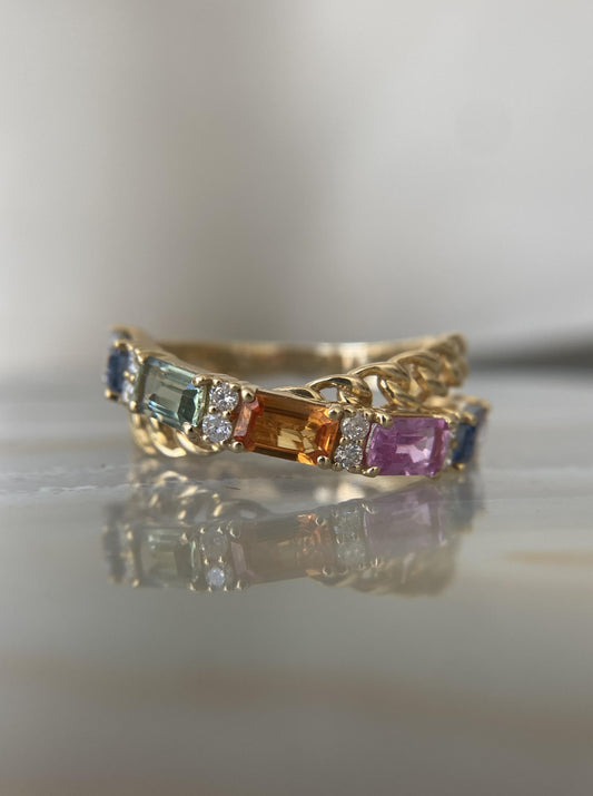 Criss Cross Muti Sapphire Band