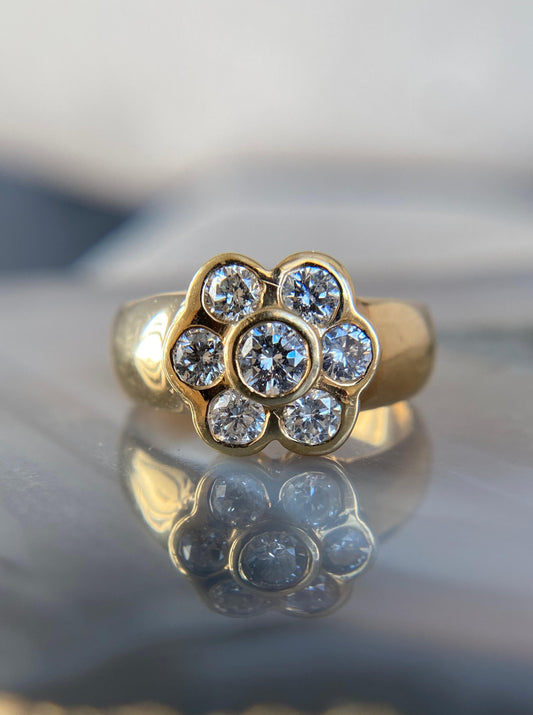 Vintage Flower Diamond Ring