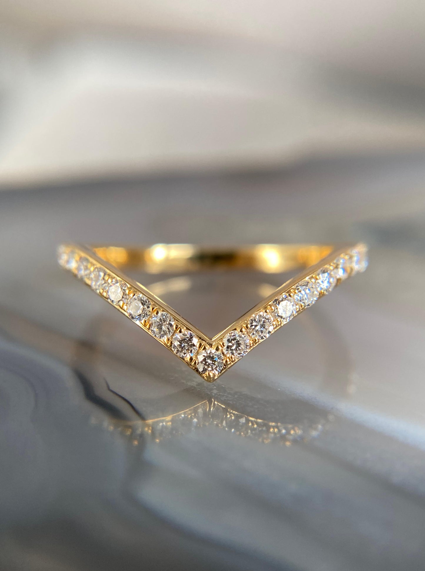 Pave Chevron Lab Diamond Ring