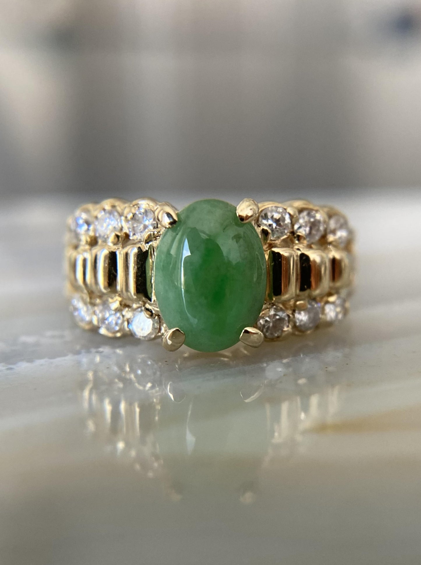 Vintage Jade Diamond Ring