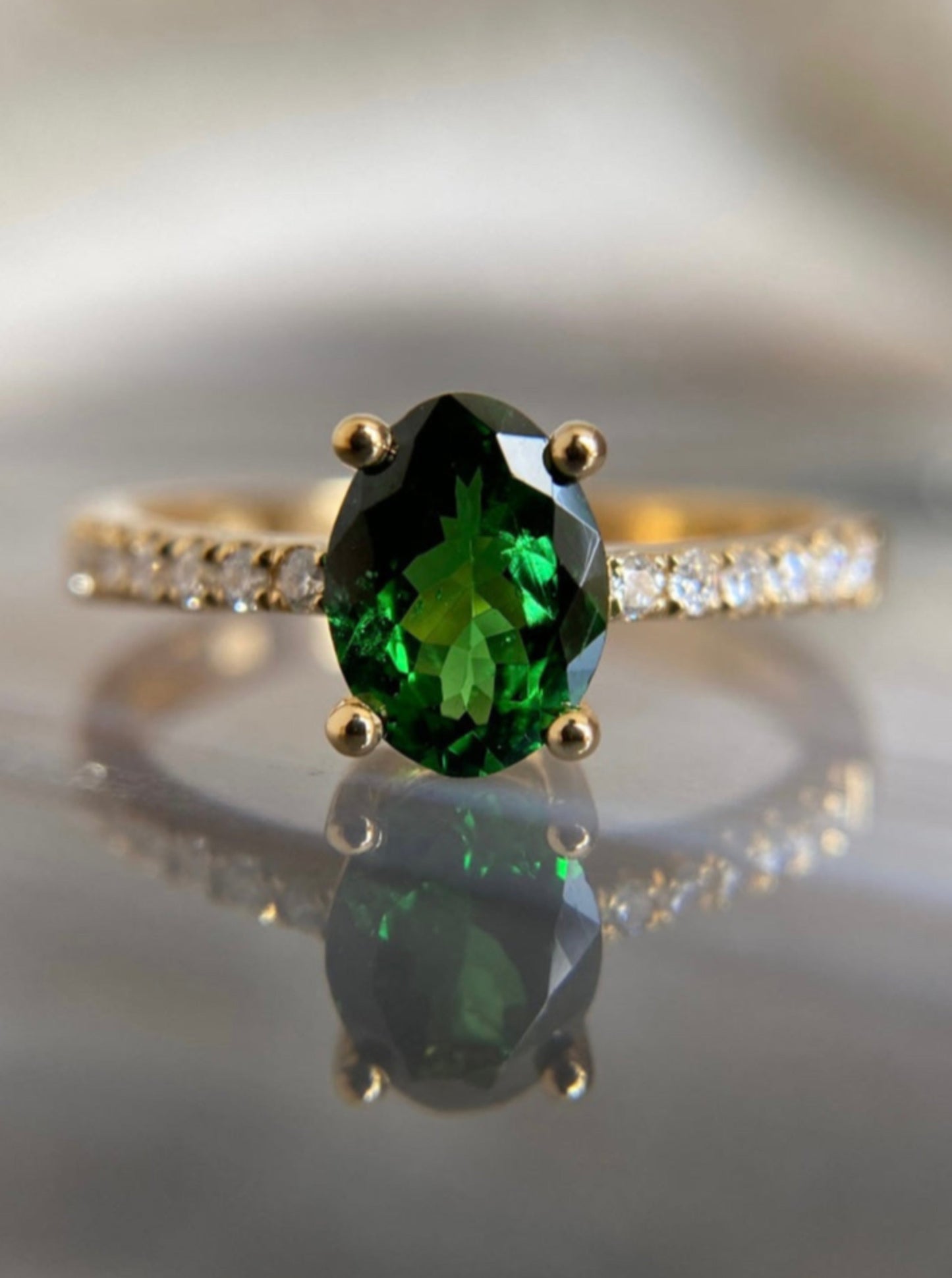 Tsavorite & Diamond Ring