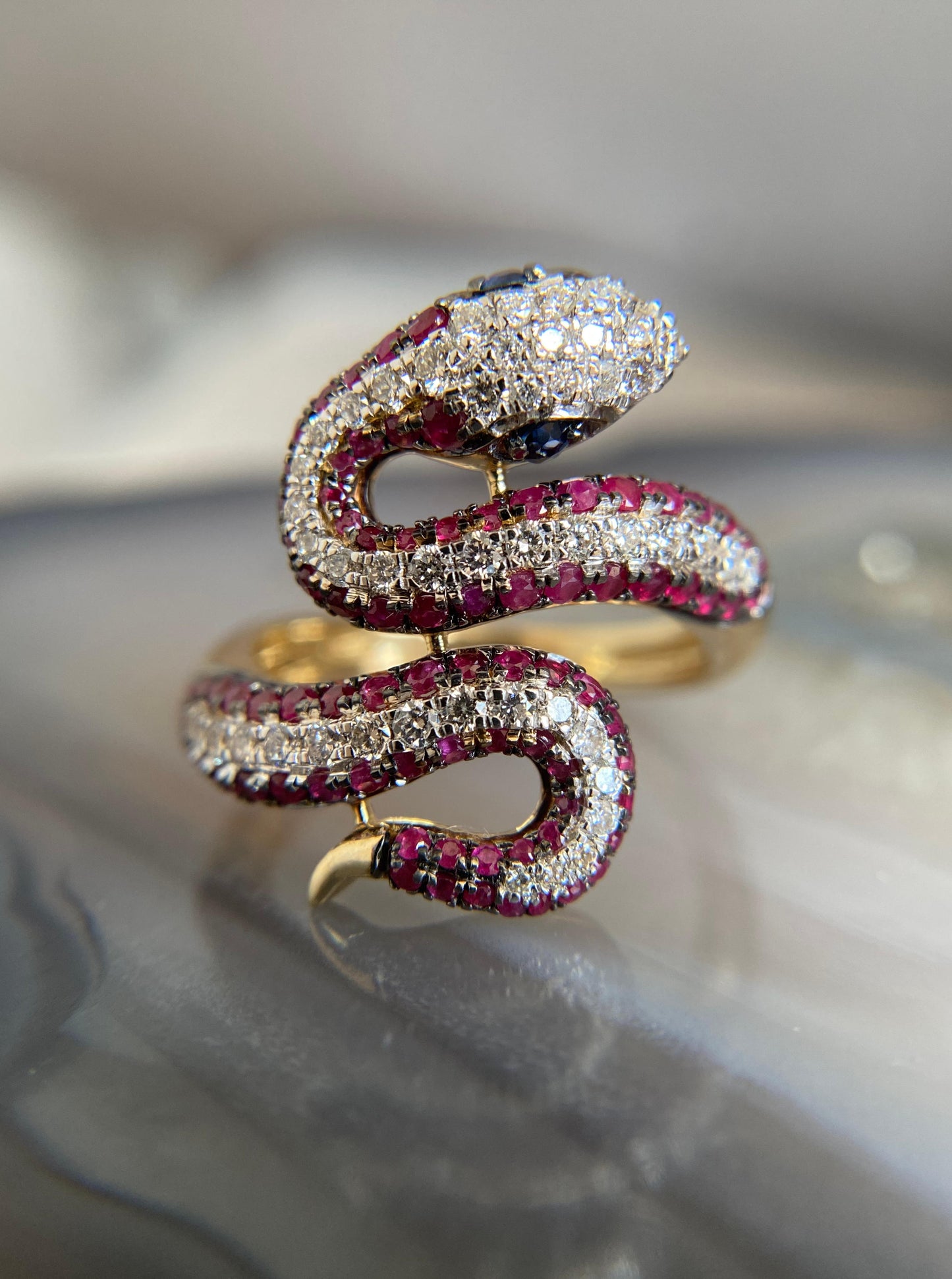 Reserved for Cin- Ruby and Diamond Snake Ring