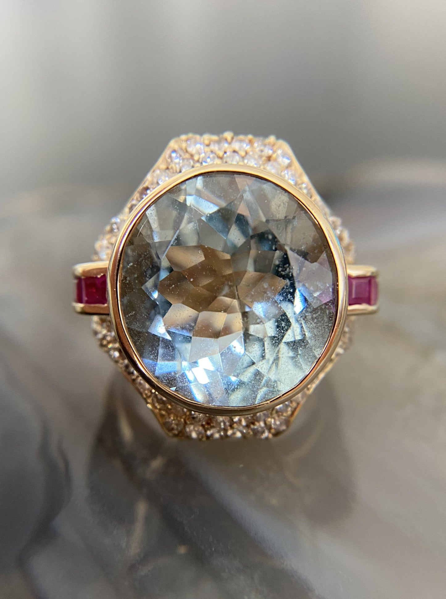 14K Estate Statement Aquamarine Submarine Ring