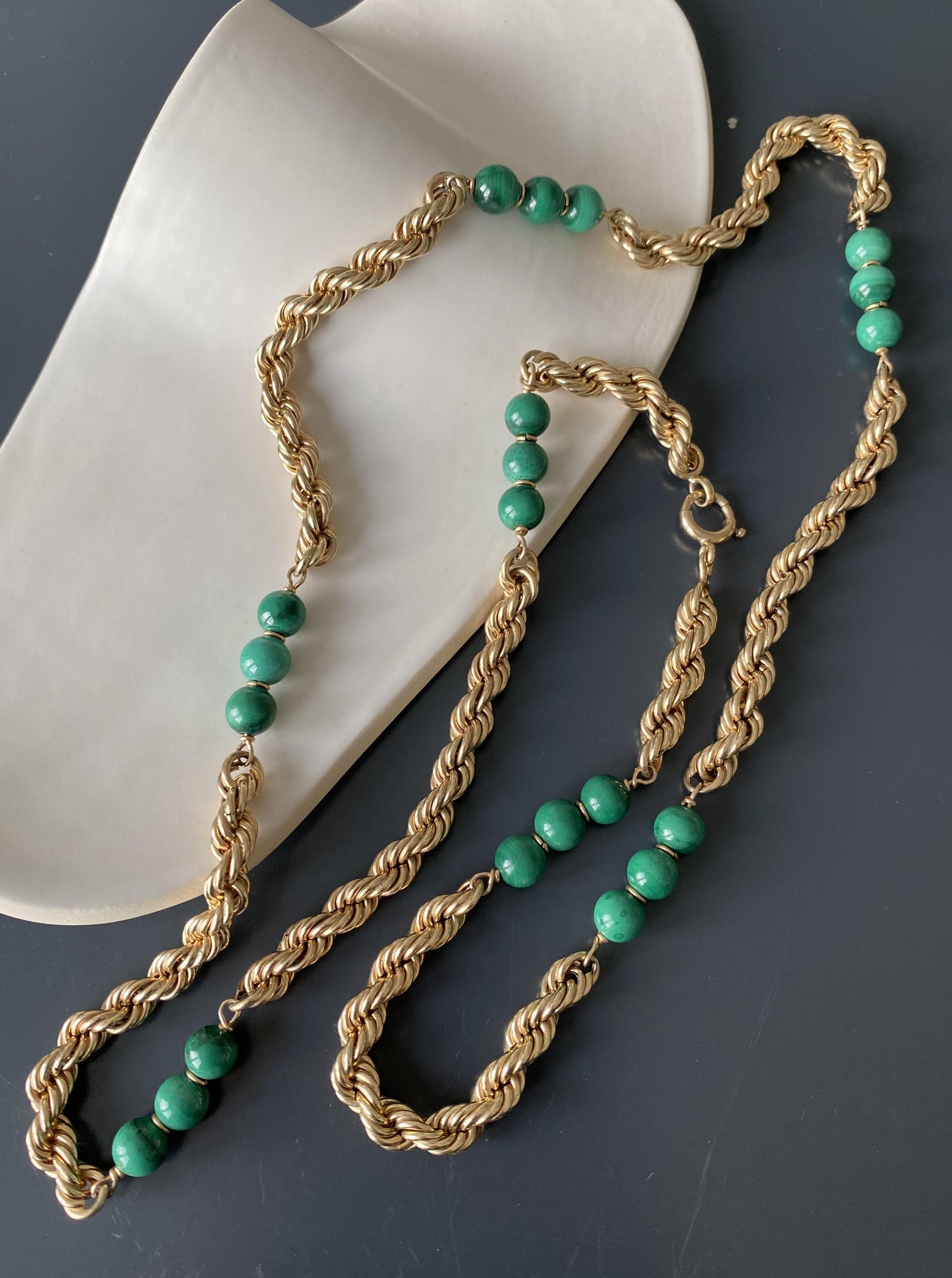 Malachite Beaded Rope Chain