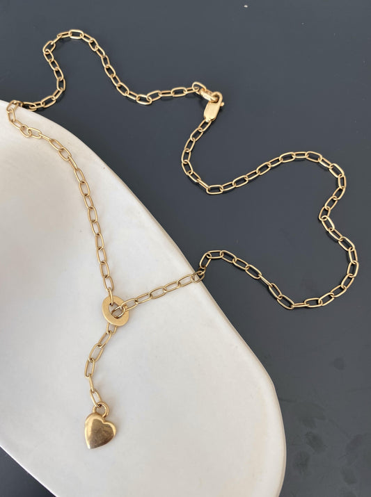 Solid Heart Lariat Necklace