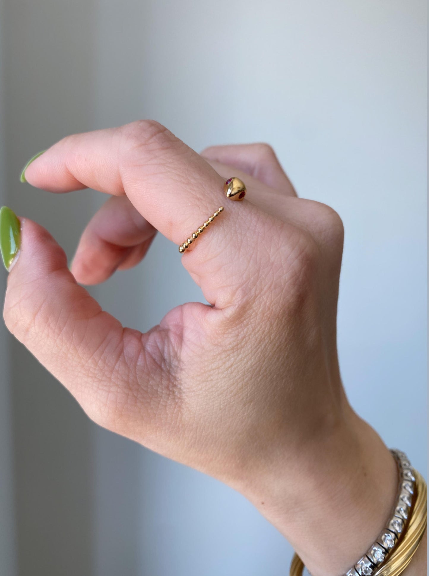 Ruby Eye Snake Ring