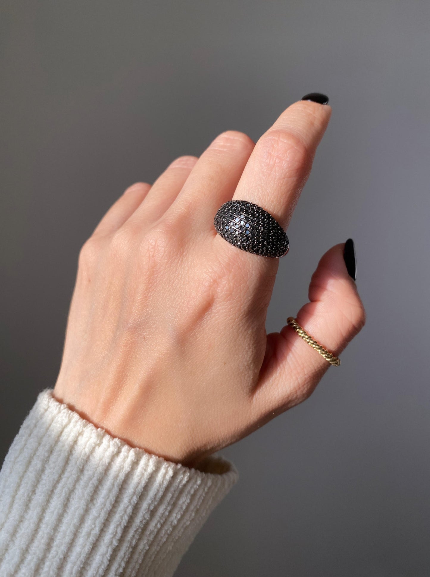 Puffy Black Diamond Ring