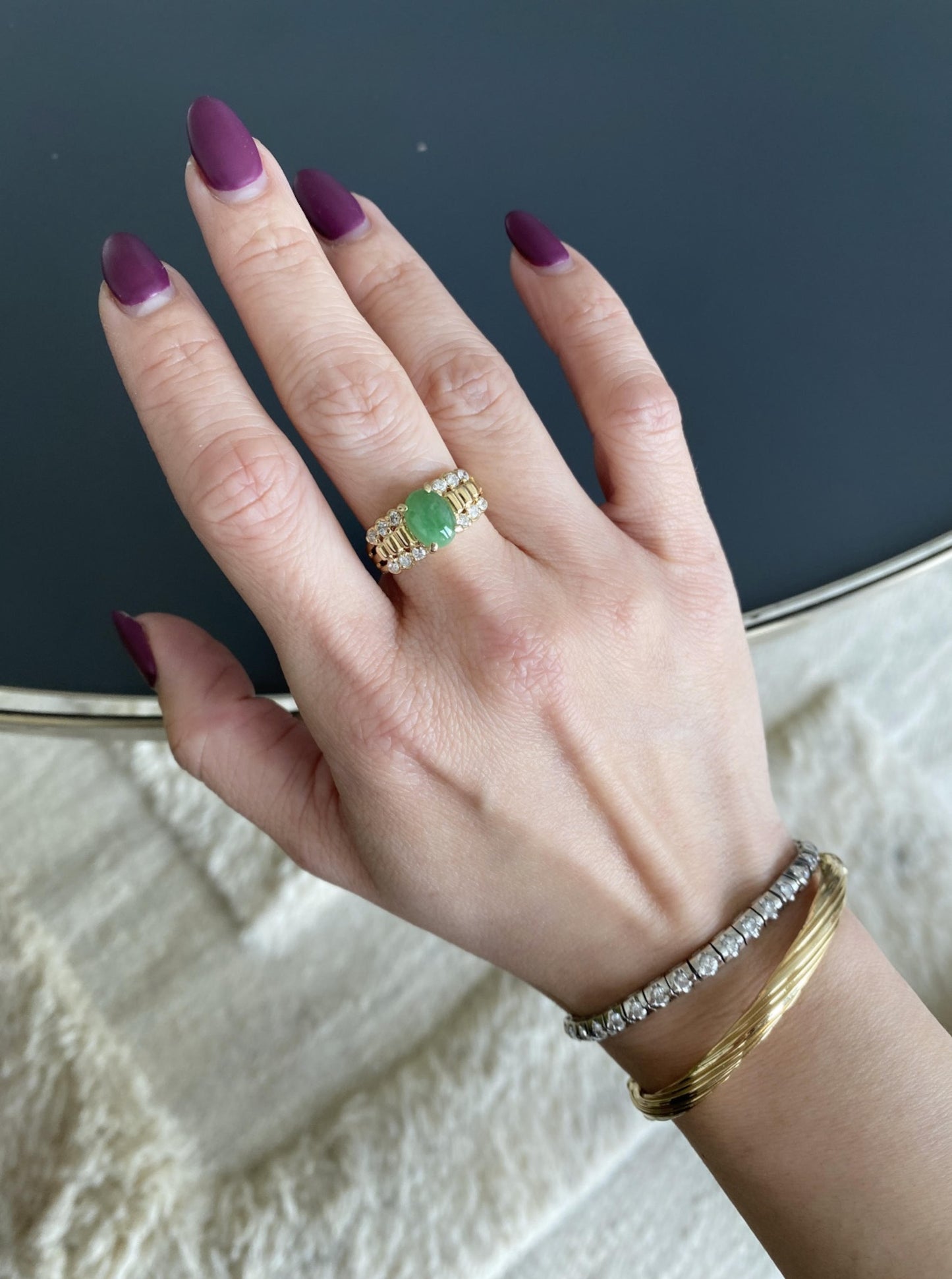 Vintage Jade Diamond Ring