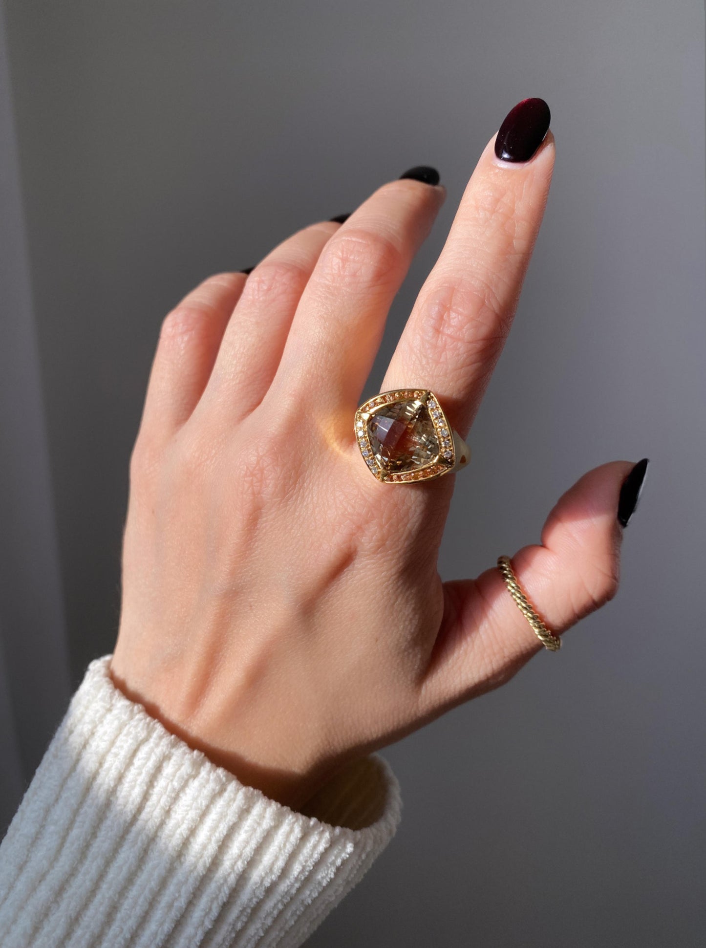 Smokey Quartz Signet Ring