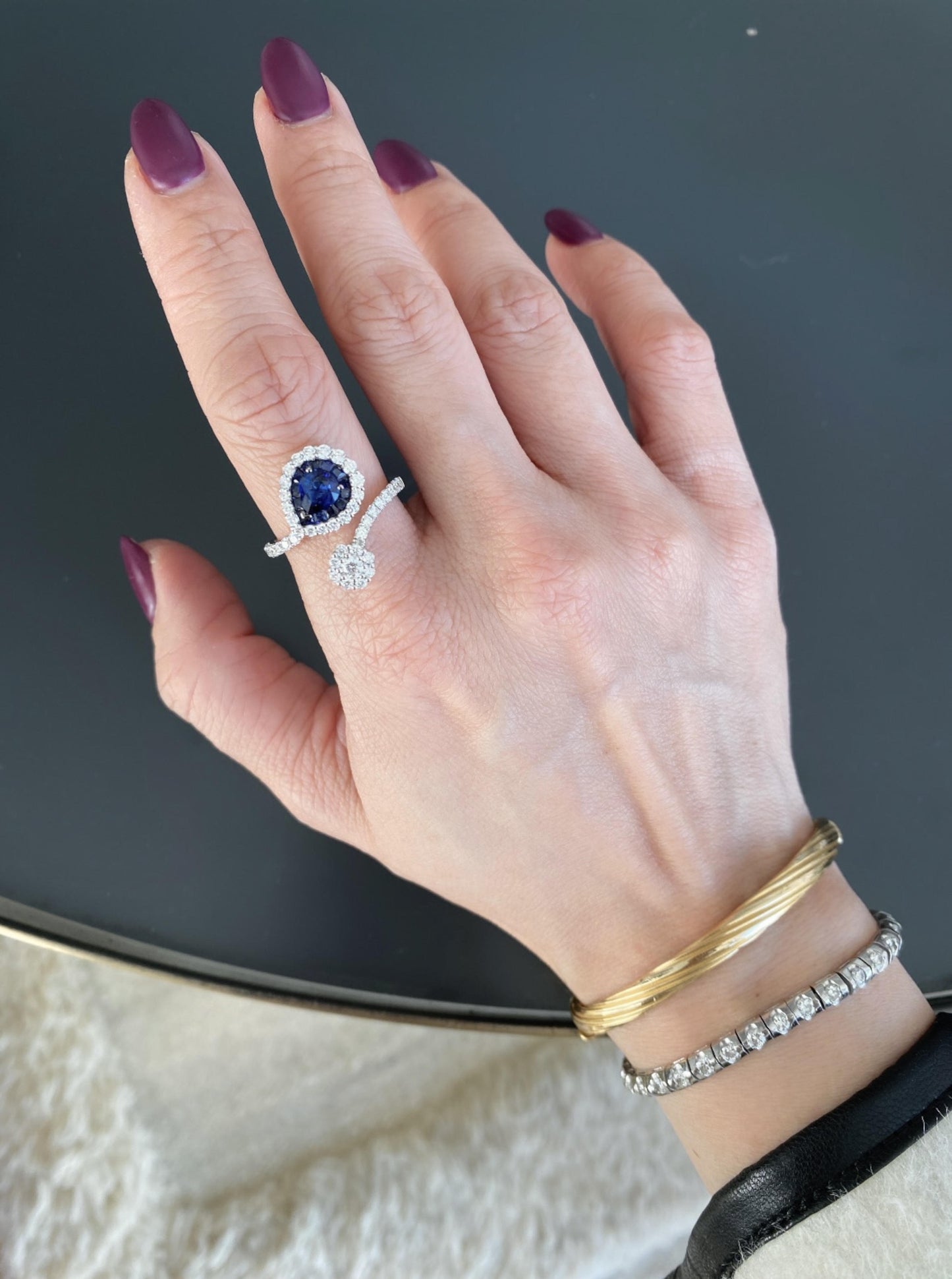 Sapphire and Diamond Toi Et Moi Ring