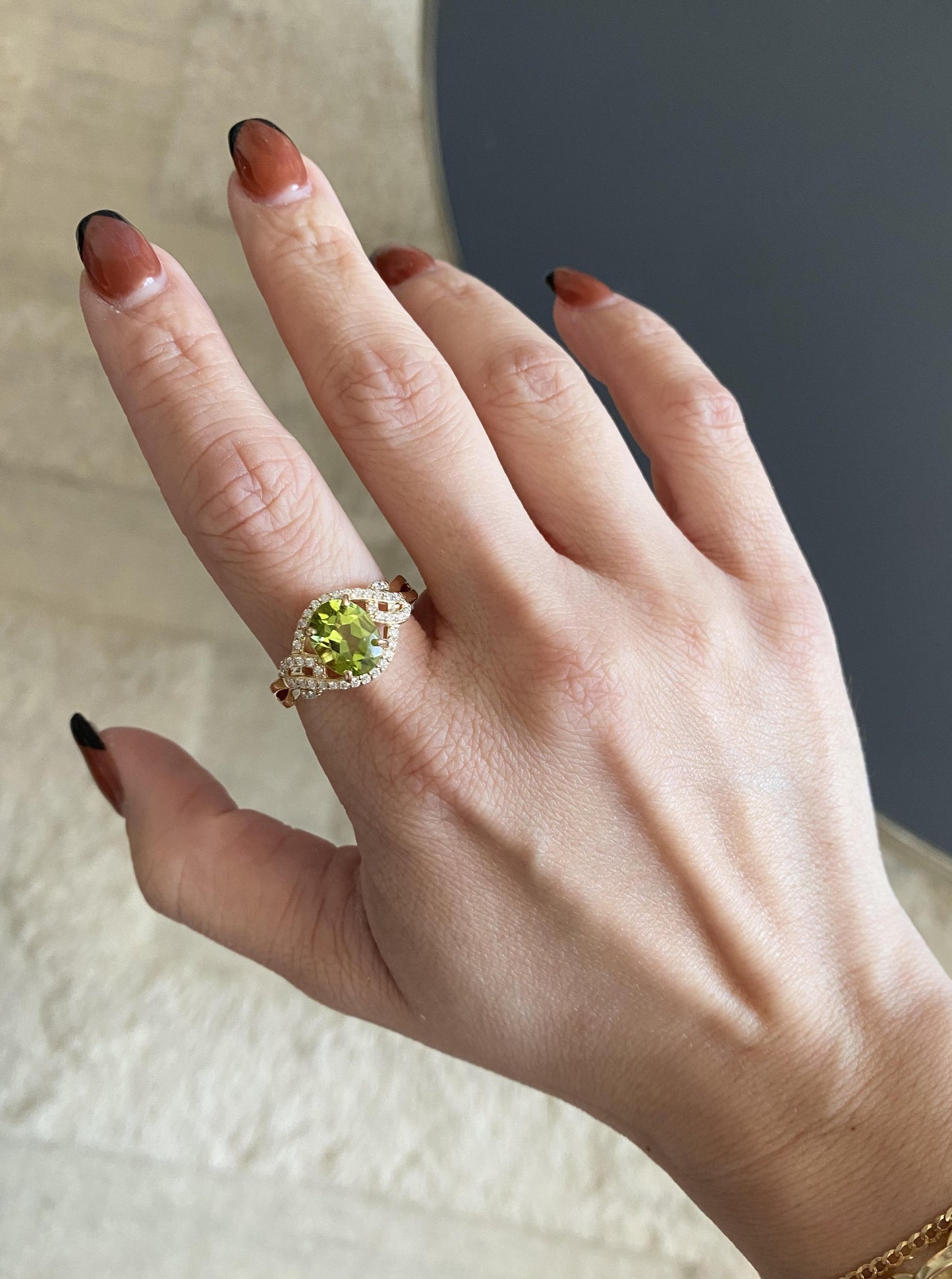 Peridot & Diamond Ring