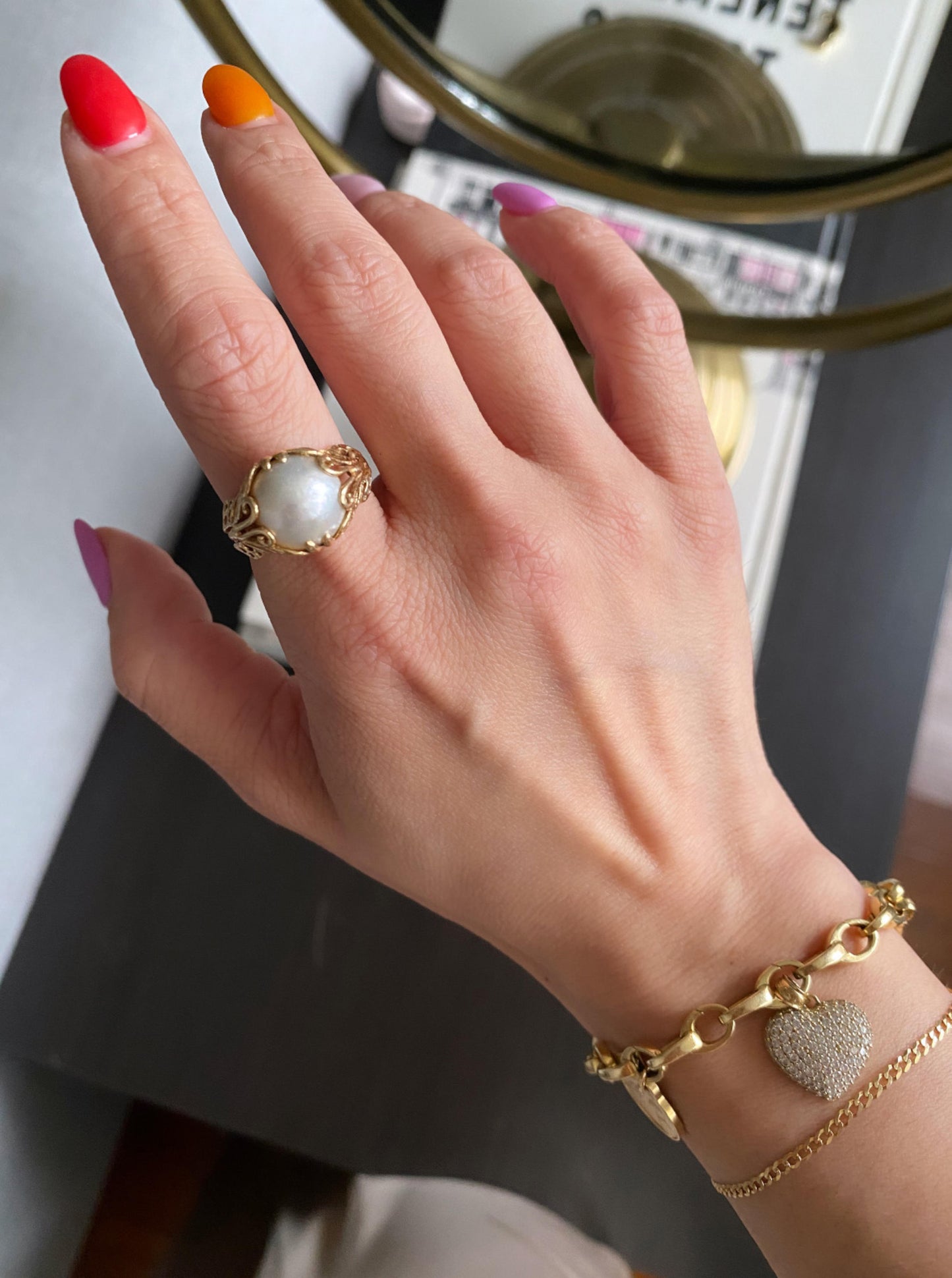 Vintage Pearl Butterfly Ring for Nastasia