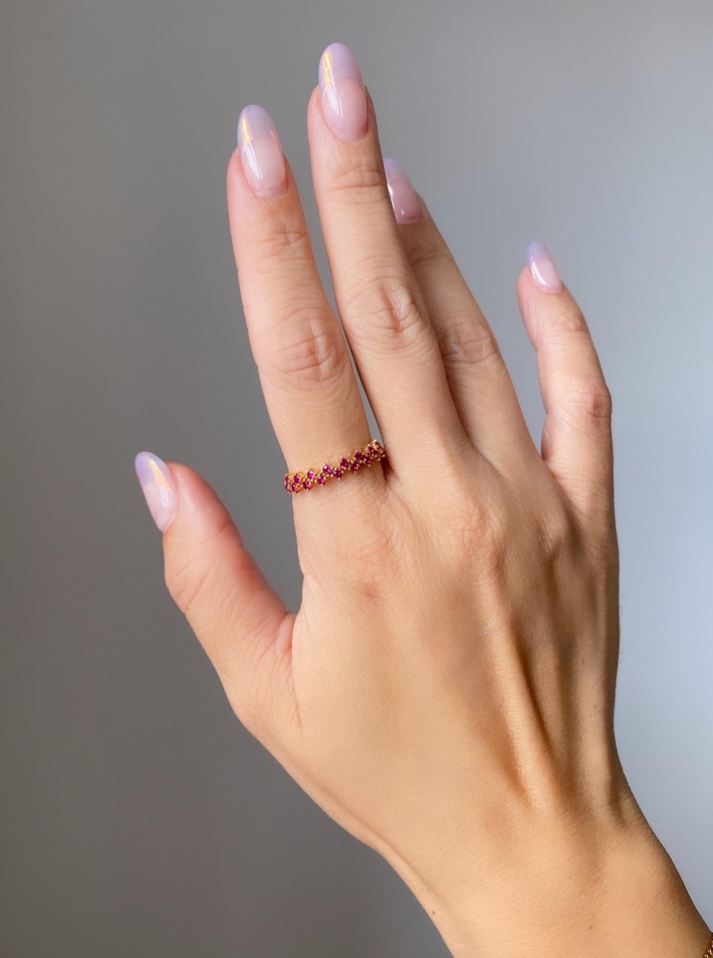 Up and Down Ruby Cluster Ring