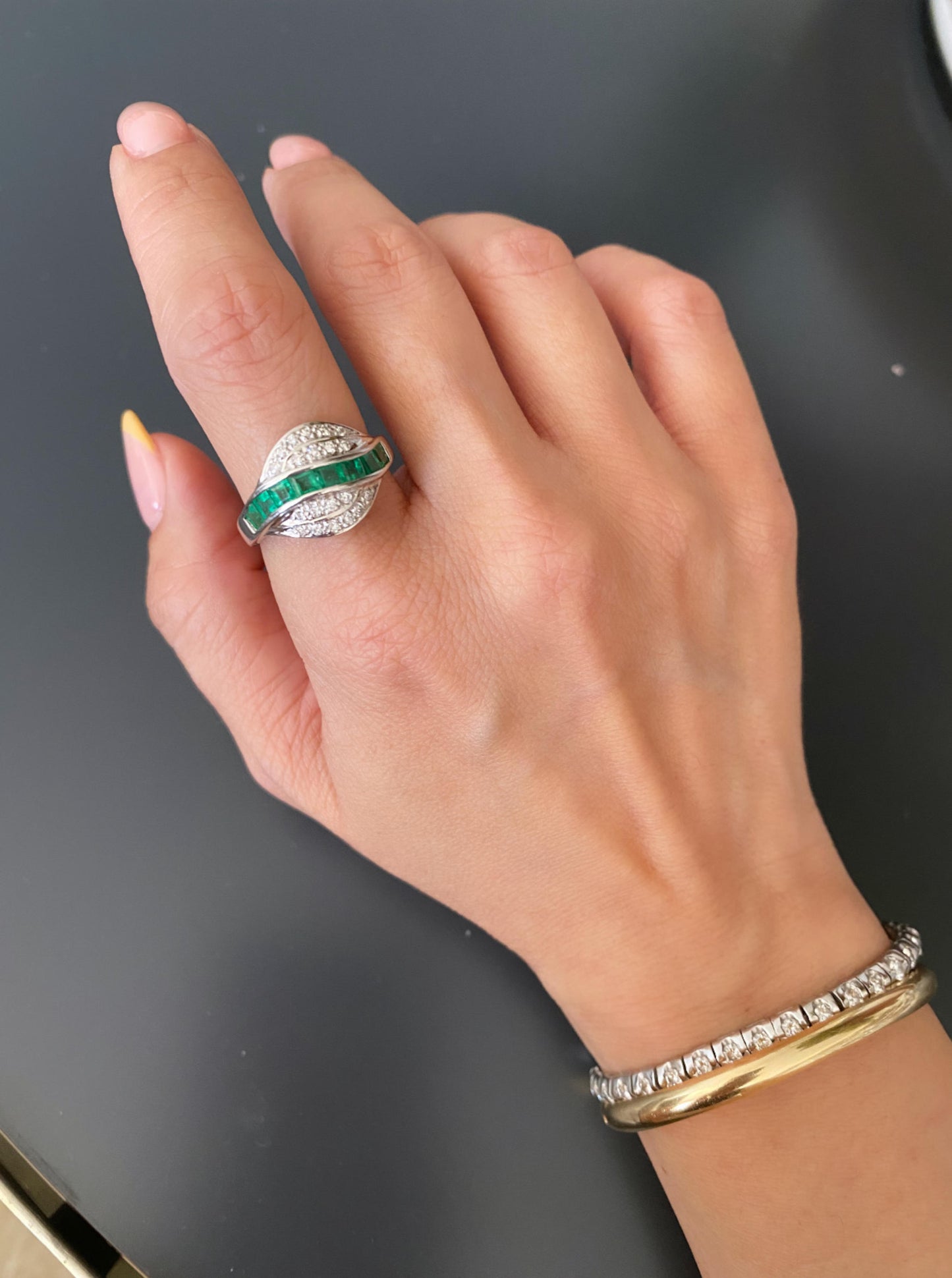 Estate Wavy Emerald Ring