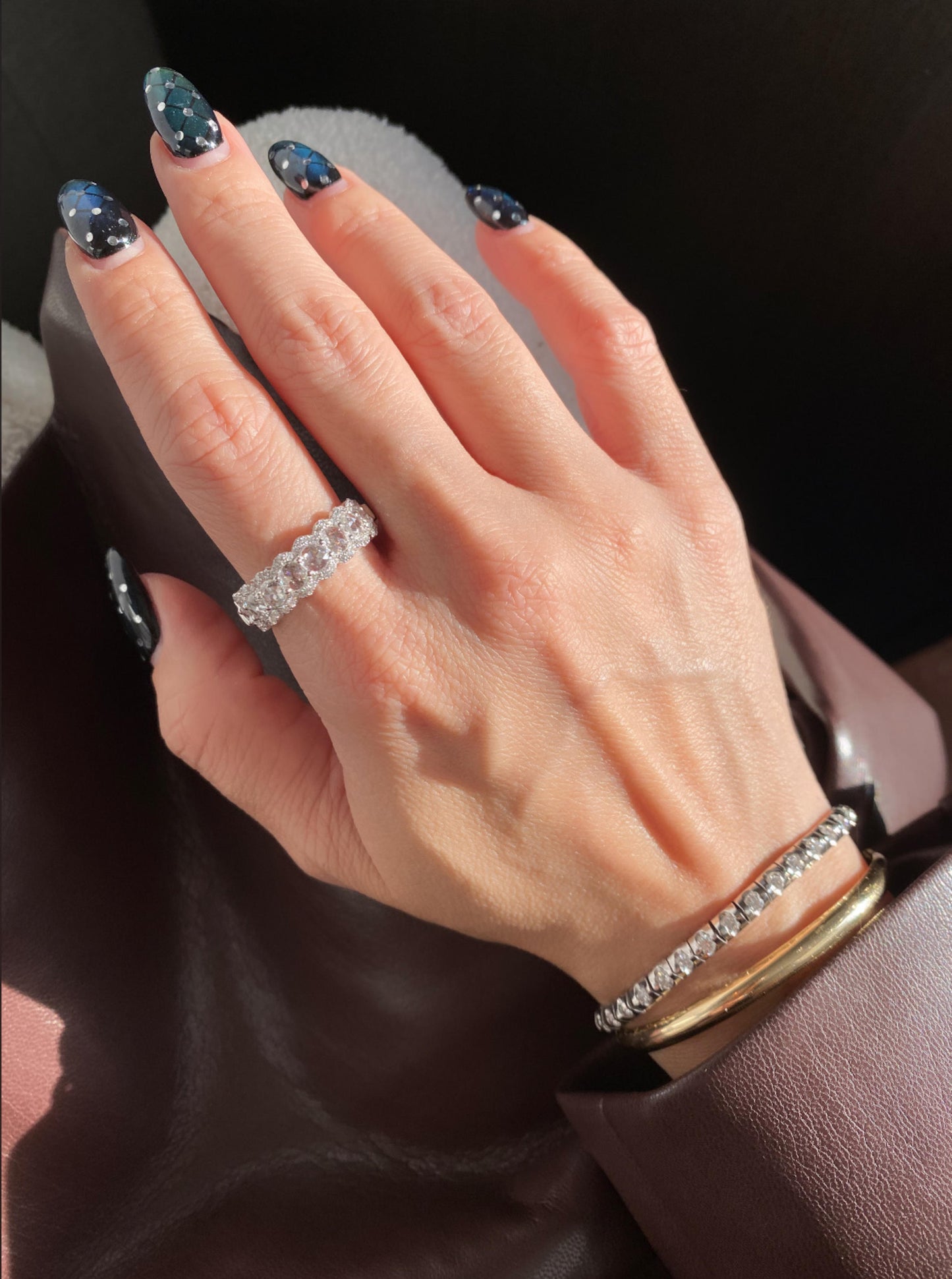 18K Rose Cut Diamond Band