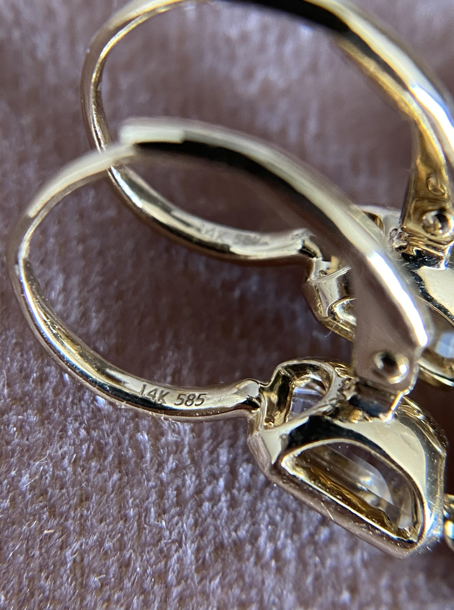 Double Topaz Bezel Dangle Earrings