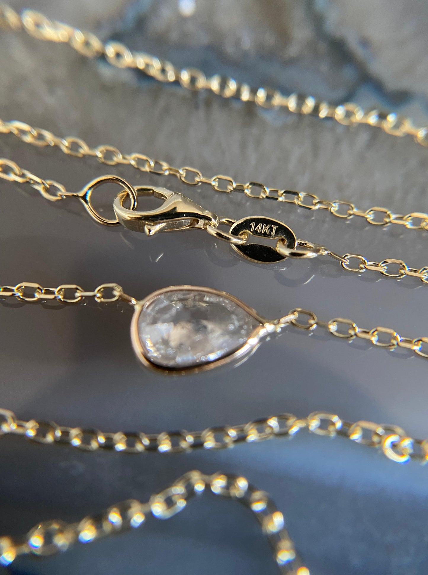 East West Pear Diamond Bezel Necklace