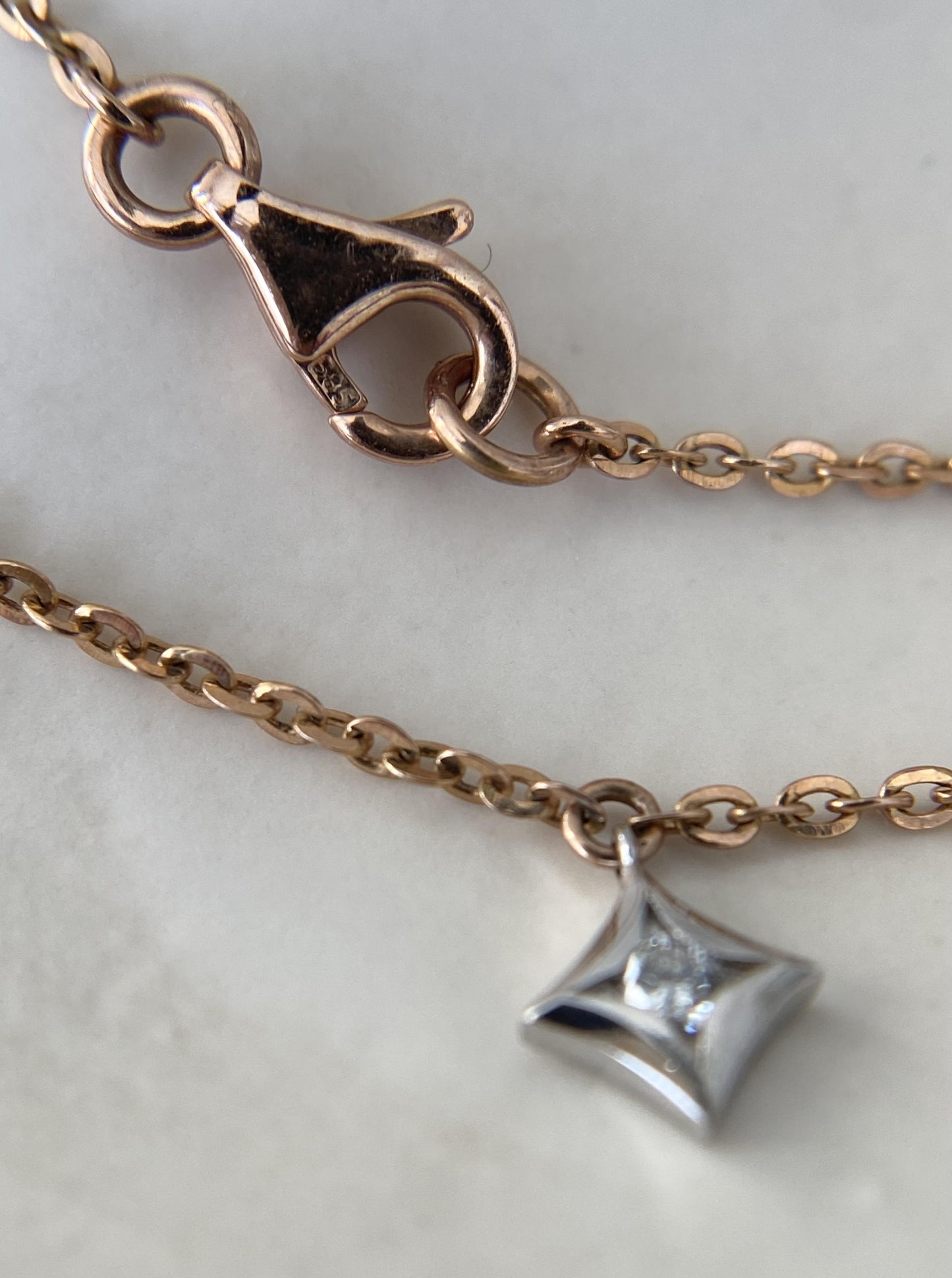 Celestial Drop Diamond Star Necklace (Rose Gold)