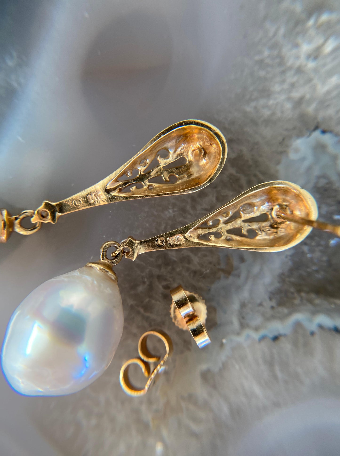 Vintage South Sea Pearl Dangle Earrings