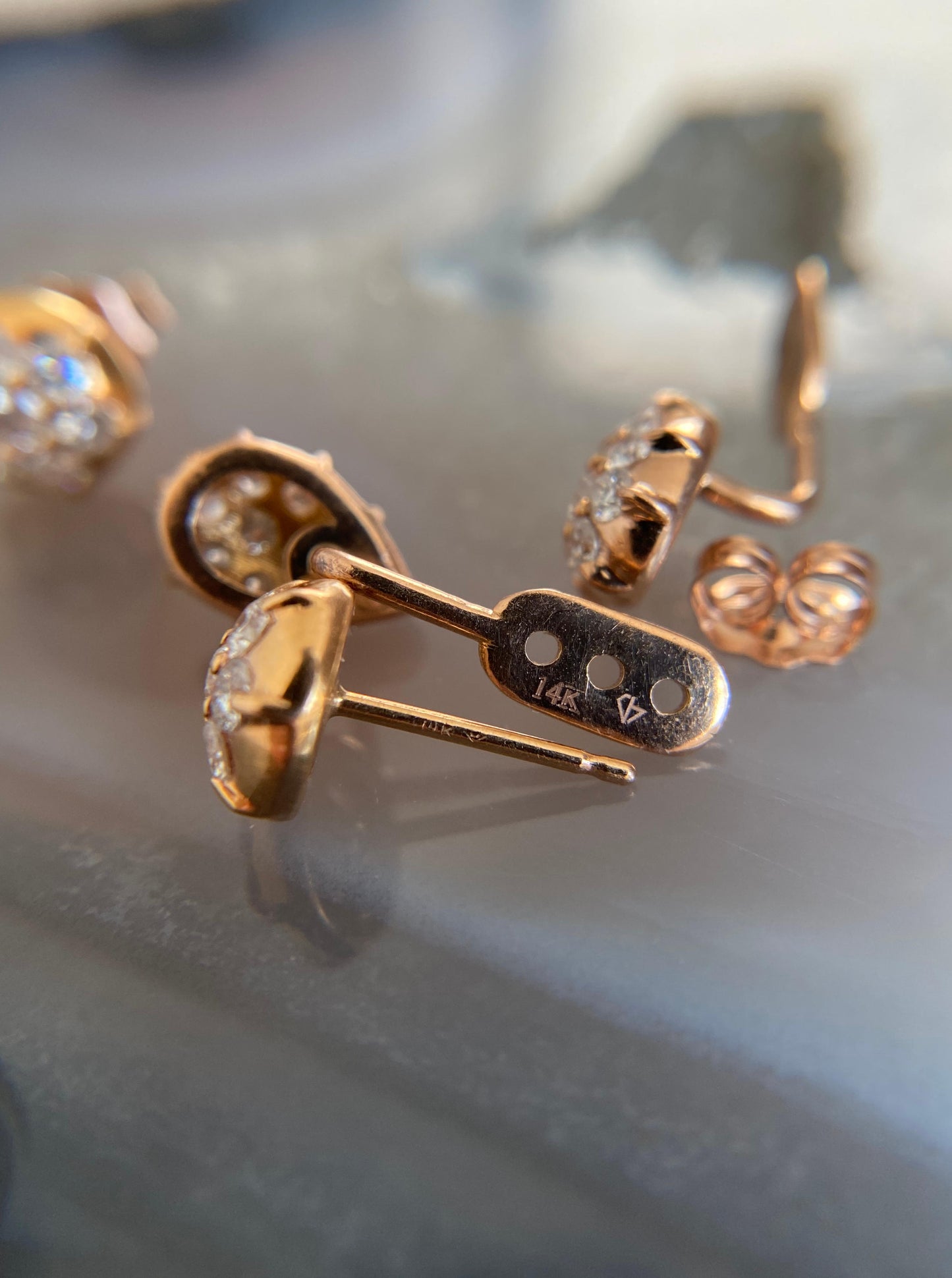 Rose Gold Diamond Jacket Earrings